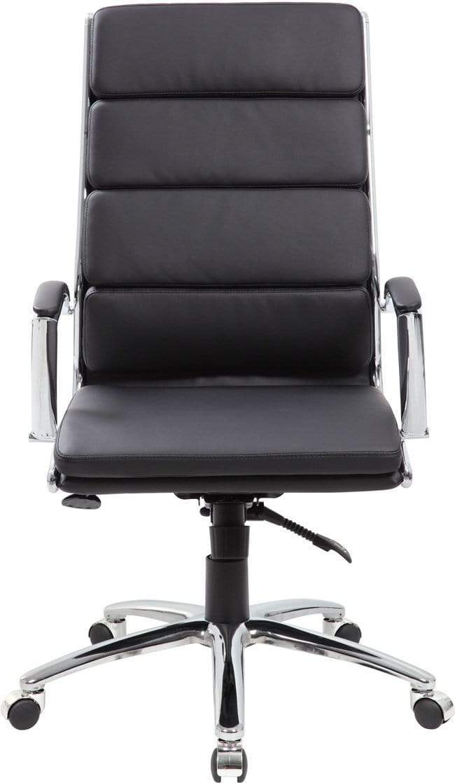 Premium Boss Executive CaressoftPlus Office Chair with Metal Chrome Finish - Ergonomic High Back Desk Chair for Home & Business Use [B9471] - Perfect for Long Work Hours & Conference Rooms