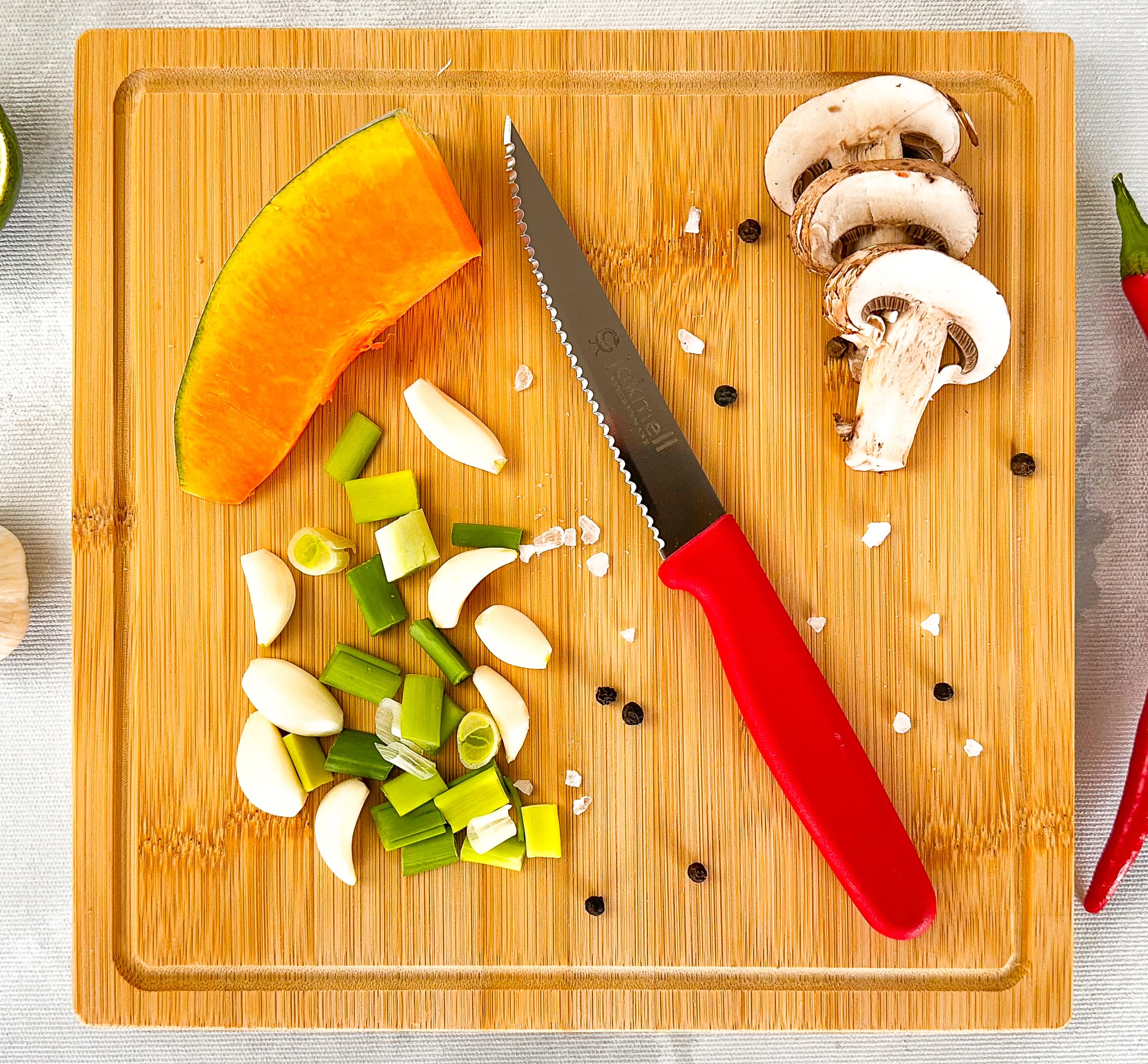 4 Inch Serrated Paring Knife with Red Handle - Stainless Steel Kitchen Utility Knife for Slicing, Peeling, and Precision Cutting - Perfect for Fruits, Vegetables, and Small Kitchen Tasks