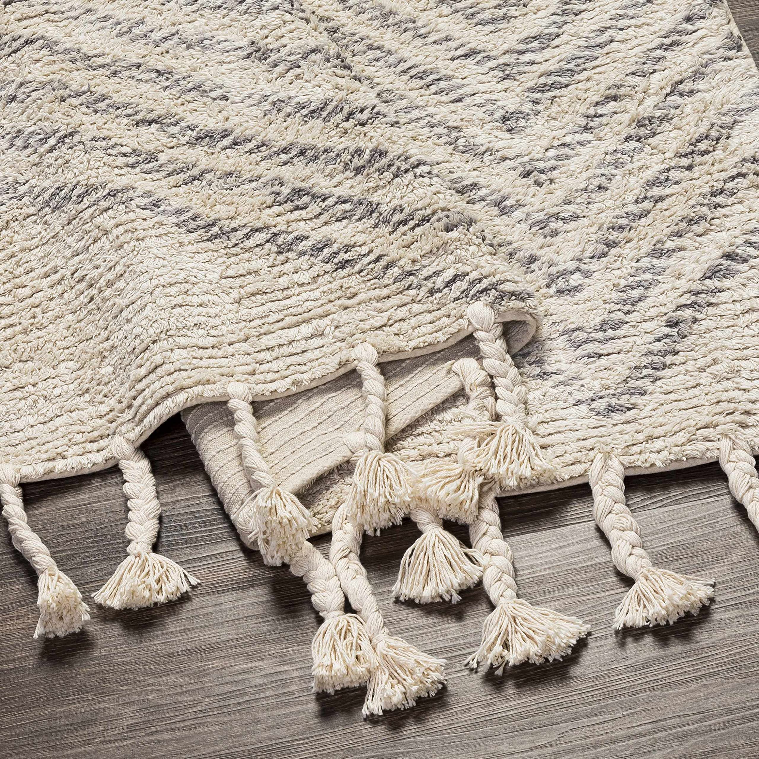 Bohemian Transitional Area Rug 8' x 10' - Gray & Cream Handwoven Rug for Living Room & Bedroom - Soft Non-Slip Floor Covering for Home Decor, Yoga Space & Cozy Reading Nook