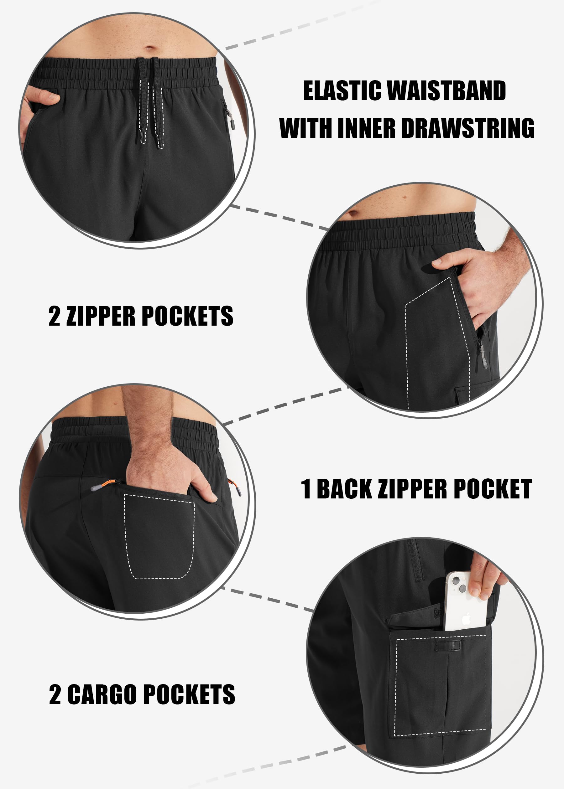 **Libin Men's Hiking Cargo Shorts - Lightweight Quick-Dry Athletic Shorts for Golf, Outdoor & Active Wear - Zipper Pockets for Secure Storage - Perfect for Hiking, Camping & Travel**
