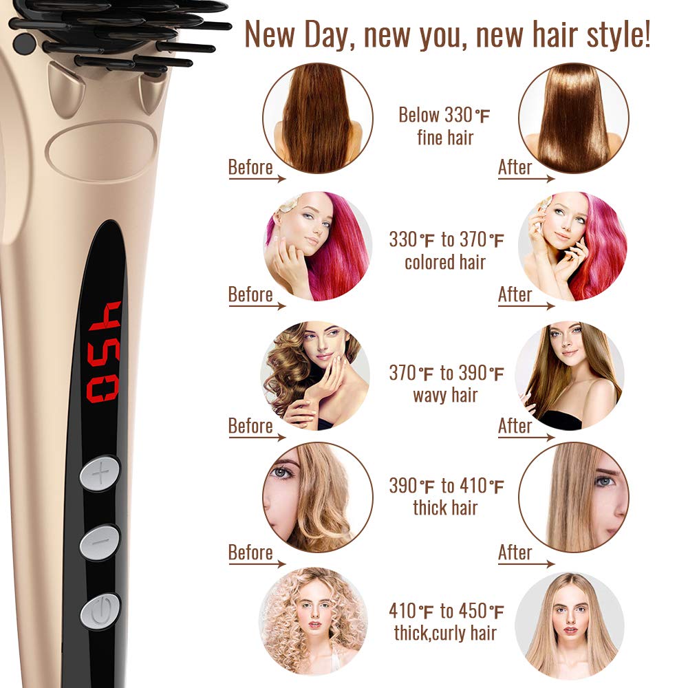 MiroPure Ionic Hair Straightening Brush with MCH Heating Technology - Frizz-Free, Silky Smooth Hair at Home or Salon | Perfect for Daily Styling, Travel & Professional Use