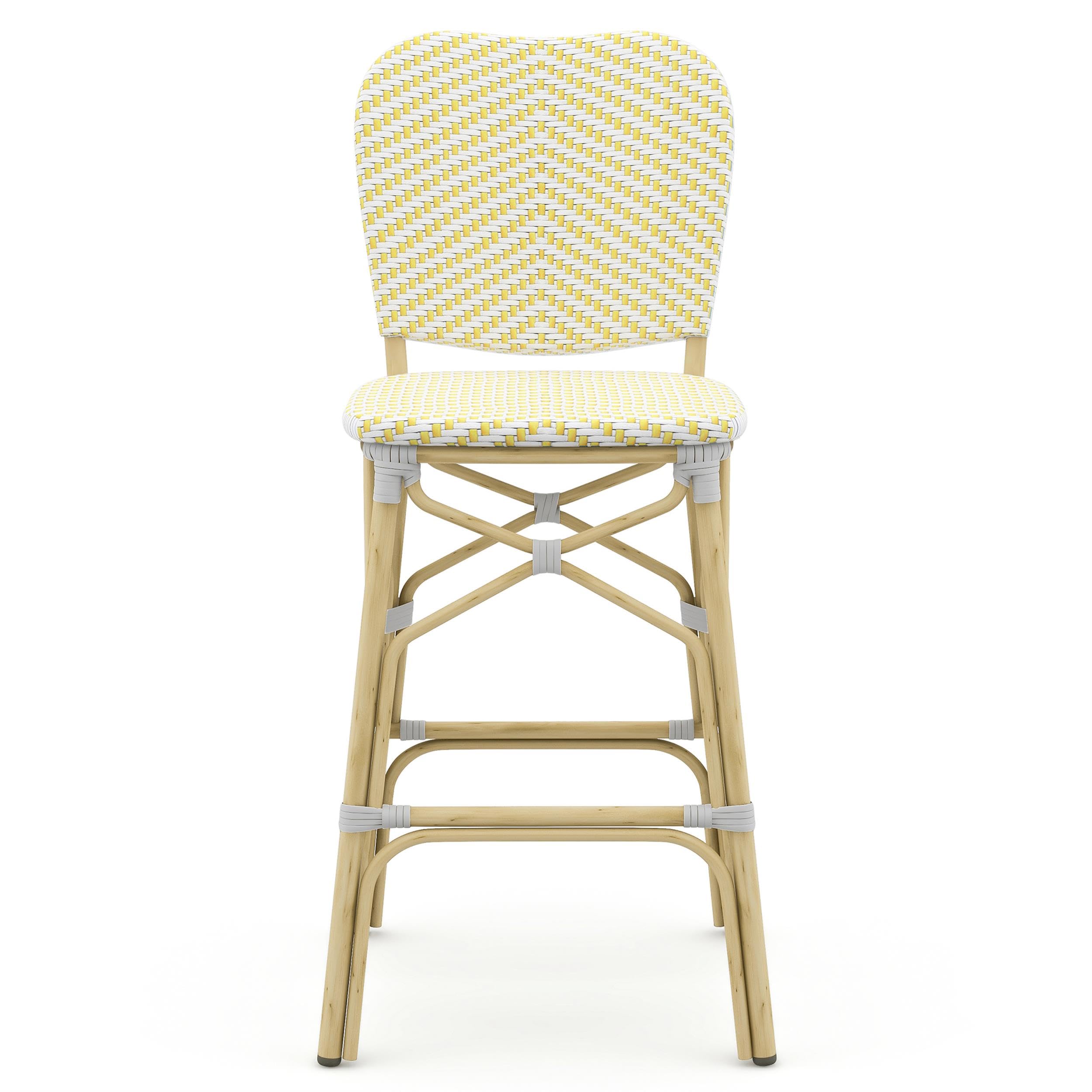 Furniture of America Adino Aluminum Patio Bar Chairs (Set of 2) - Yellow Outdoor Dining Chairs for Backyard, Poolside & Garden Seating