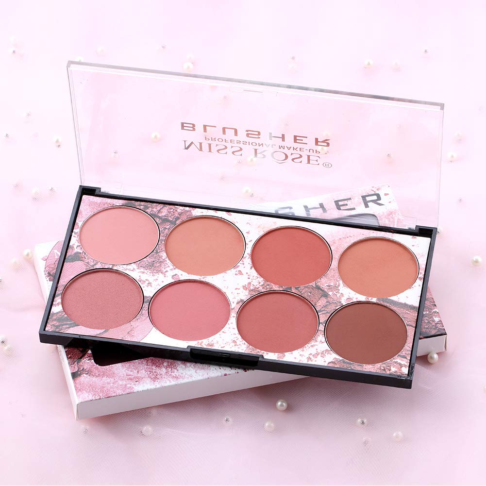 8-Color Blush Palette - Matte & Shimmer Powder for Face Contouring & Highlighting - Party & Daily Makeup
