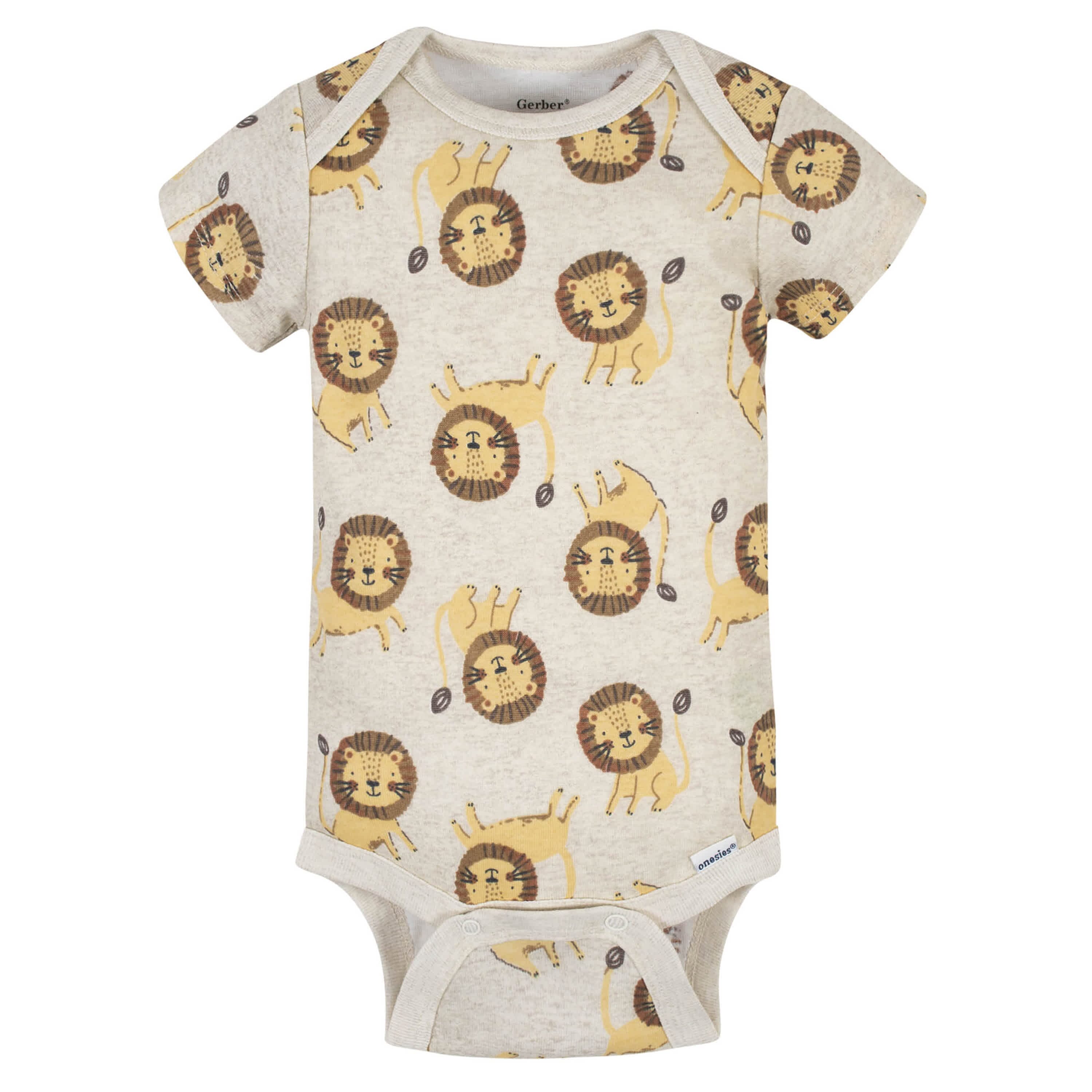 3 Pack Baby Boys Lion Short Sleeve Onesies® Bodysuits - Cute Animal Print Rompers for Newborns & Infants - Perfect for Playtime, Daycare & Photo Shoots