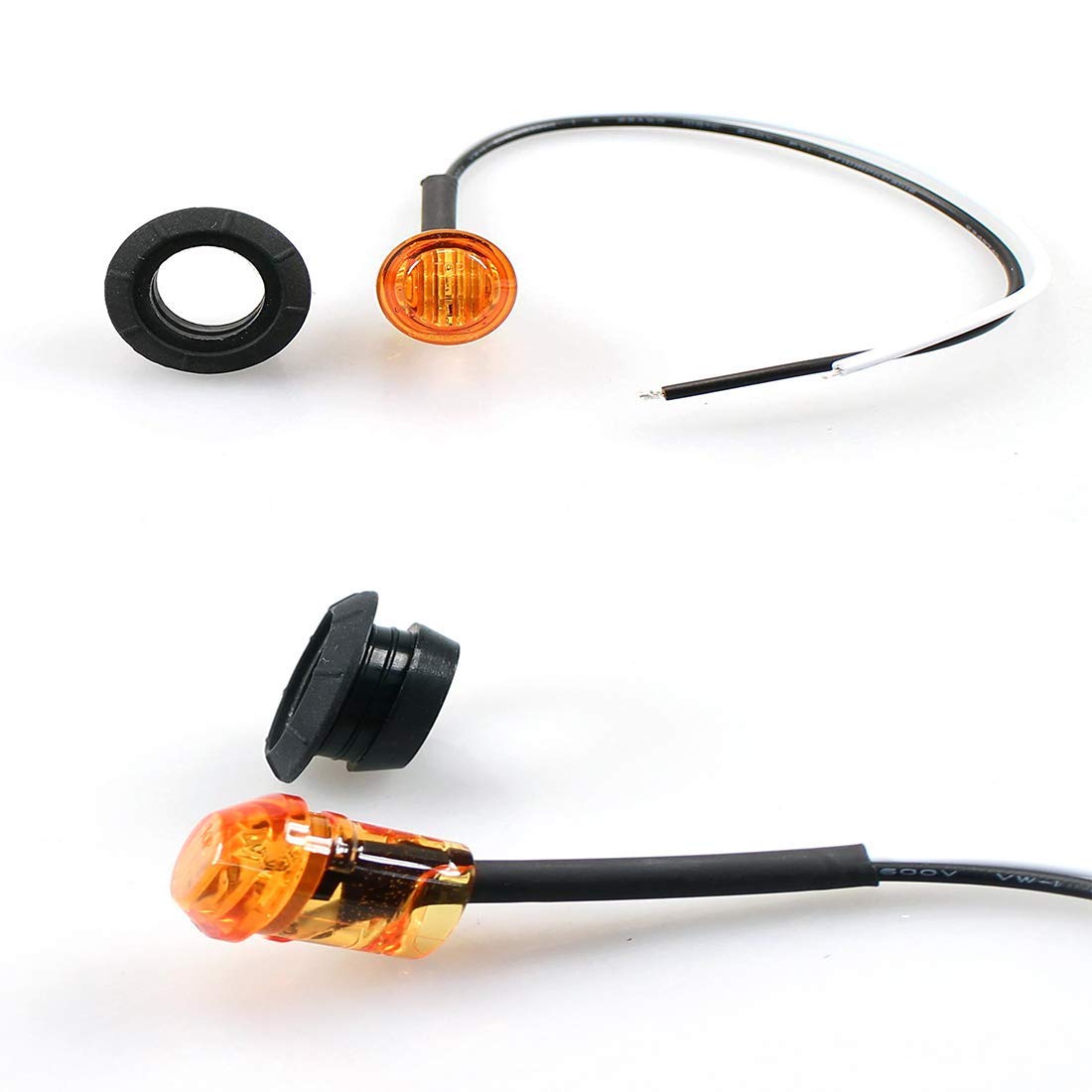 10-Piece 3/4 Inch Amber LED Marker Lights - Waterproof Trailer & RV Lights with Turn Signal Function - Ideal for Trucks, Trailers, RVs, Buses & Vans - Perfect for Night Driving and Safety Visibility