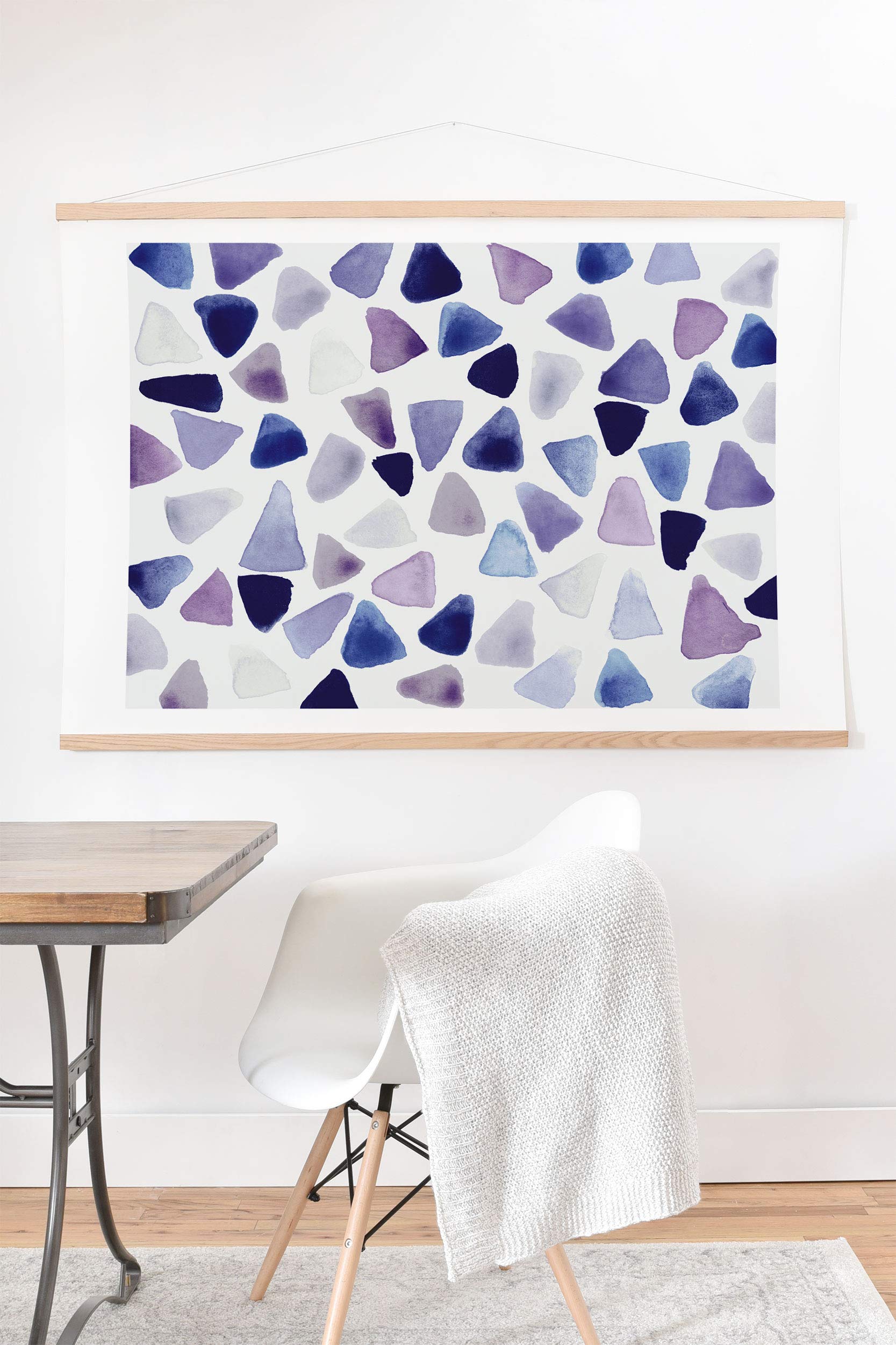Deny Designs Georgiana Paraschiv Watercolor Triangles Art Print with Hanger - 12x12 Inch Purple Wall Decor for Living Room, Bedroom & Office
