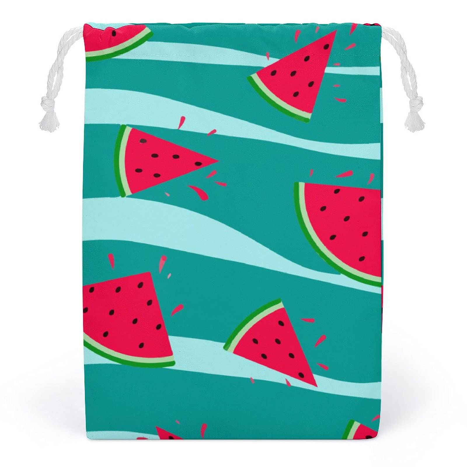 Watermelon Print Drawstring Storage Bag - Organize Home & Travel Essentials | Funny & Cute Design for Kids Room, Beach Trips & Picnics