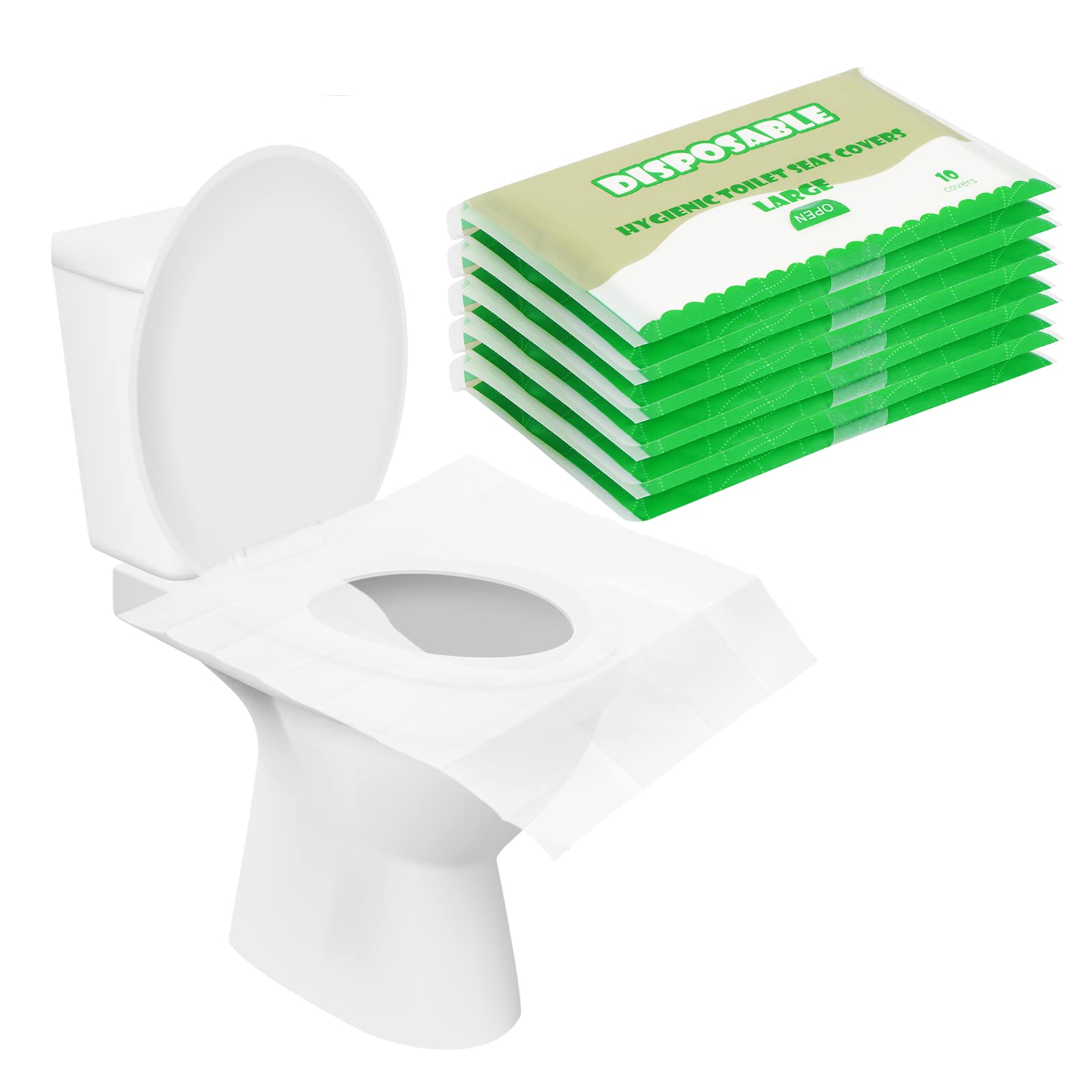 **50-Pack Flushable Disposable Toilet Seat Covers | 22x16.5 Inch Travel Toilet Paper Covers for Adults & Kids | Ideal for Public Restrooms, Airplanes, Camping & Potty Training**