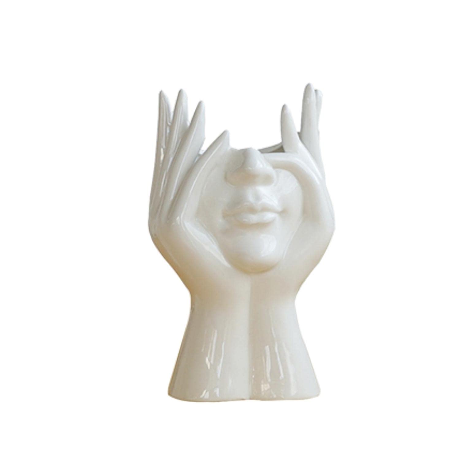 Nordic Style Ceramic Plant Pots - Human Body Art Vase Sculpture for Home Decor, Face Flower Pot Handmade Craft for Living Room | Perfect for Modern Interior Design, Office Desk Decor & Gift Giving