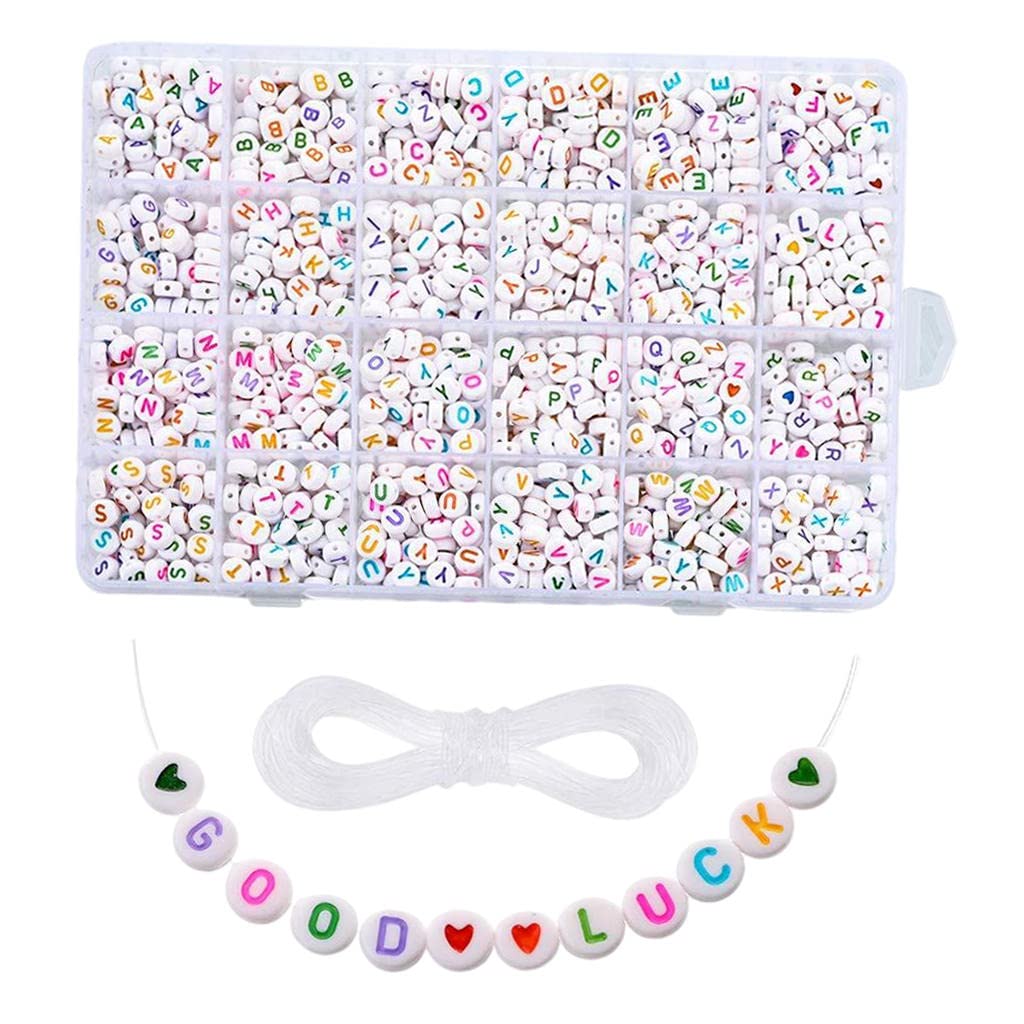 AMLESO 1850-Piece A-Z Letter Beads Kit - 7x4mm Sorted Alphabet Beads for Jewelry Making, DIY Bracelets, Necklaces & Craft Projects - Vibrant Colorful Beads for Kids & Adults (Perfect for Birthday Parties, Classroom Activities & Personalized Gifts)