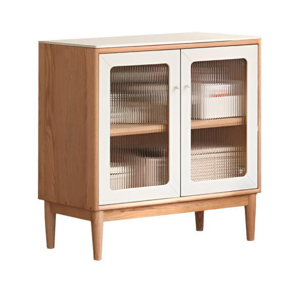 Solid Oak Wood Rock Board Sideboard - Rustic Farmhouse Buffet Cabinet for Dining Room, Living Room & Entryway Storage