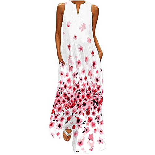 Women's Sleeveless Maxi Dresses - Casual Loose Long Summer Dress with Striped & Floral Print | Beach Vacation, Party Wear, Outdoor Date Night Outfits