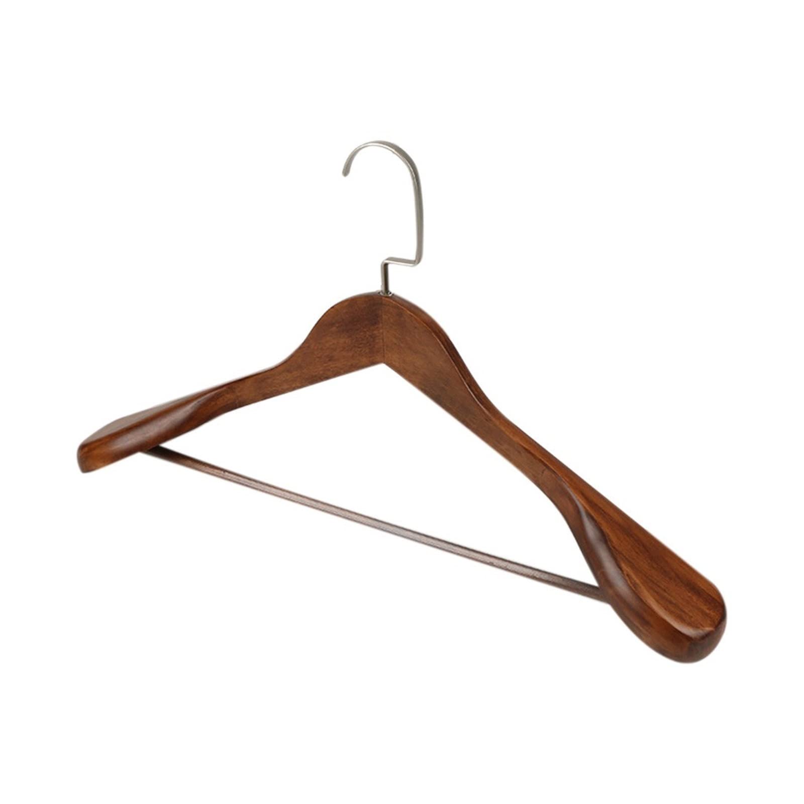 Premium Solid Wood Wide Shoulder Coat Hangers - Luxury Wooden Suit Hangers for Hotel, Home & Retail Use - Smooth Finish for Delicate Clothing (Color: Brown) - Perfect for Wardrobe Organization & High-End Fashion Storage