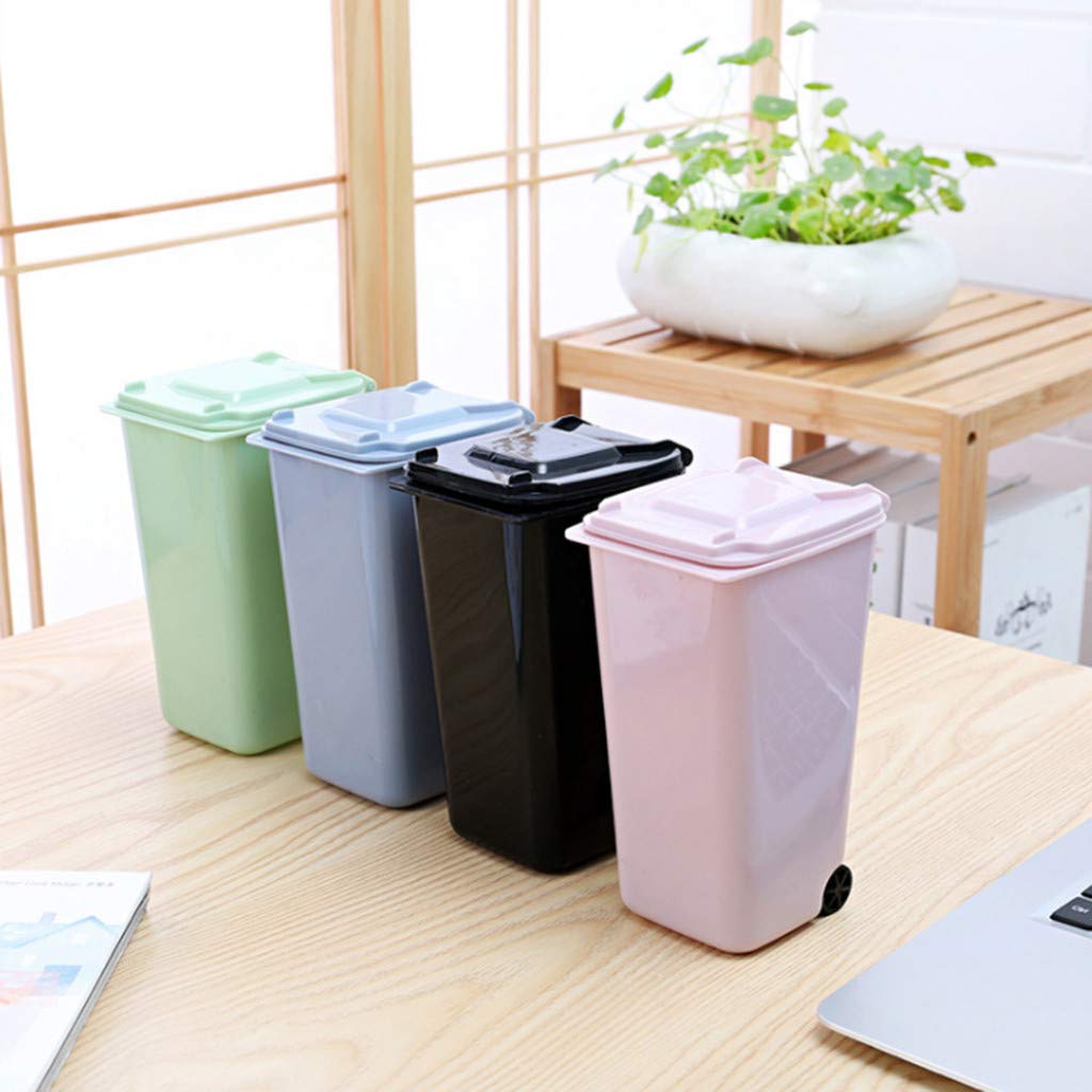 Mini Desk Trash Bin - Small Plastic Wastebasket for Office, Home & Dorm - Desktop Organizer with Pen/Pencil Holder (Blue) - Perfect for Workspace, Study Table & Bedroom Organization