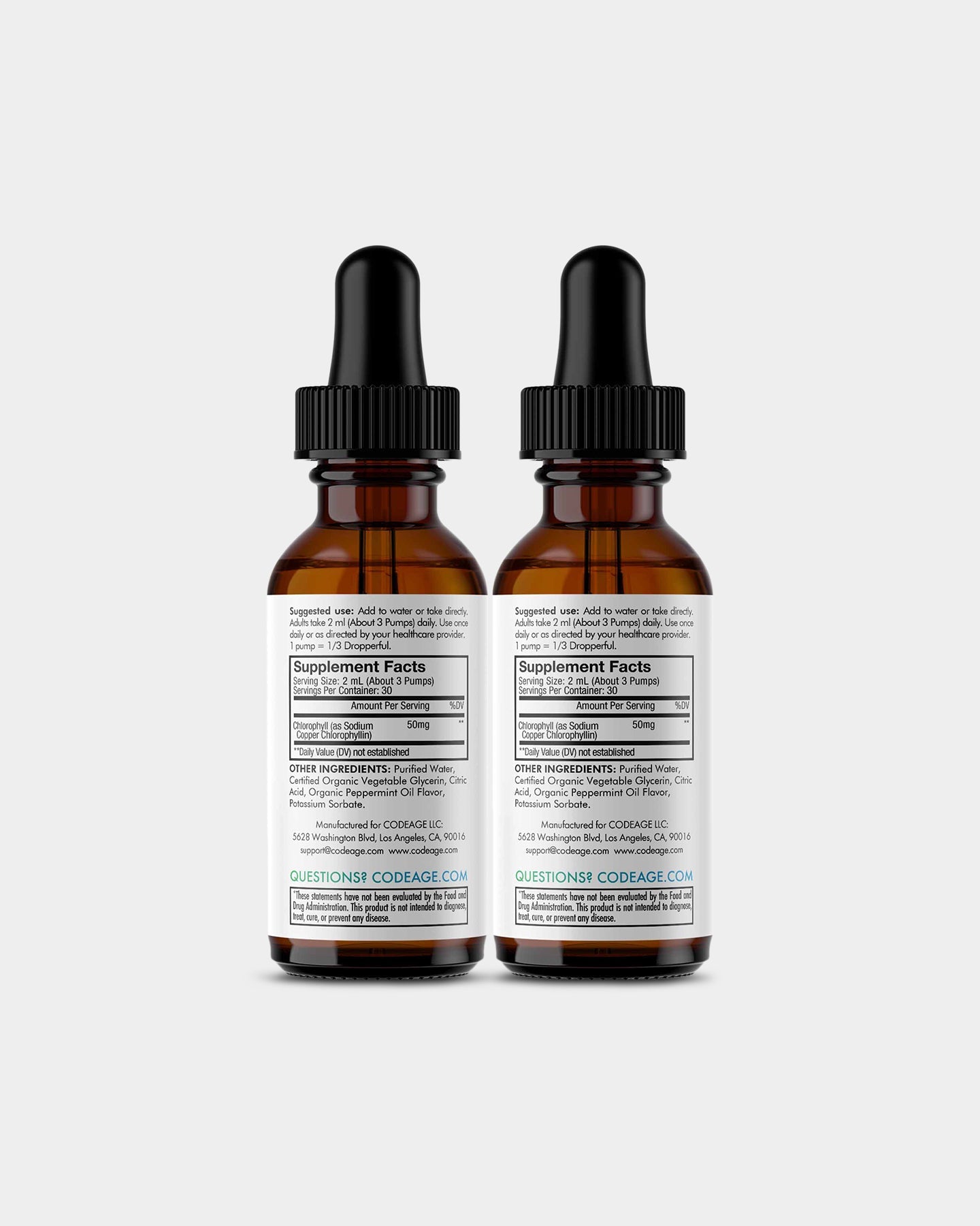 Codeage Vegan Chlorophyll Liquid Drops Supplement - Natural Detox & Energy Boost | Supports Skin Health & Immune System | Perfect for Daily Wellness Routine & Detox Programs