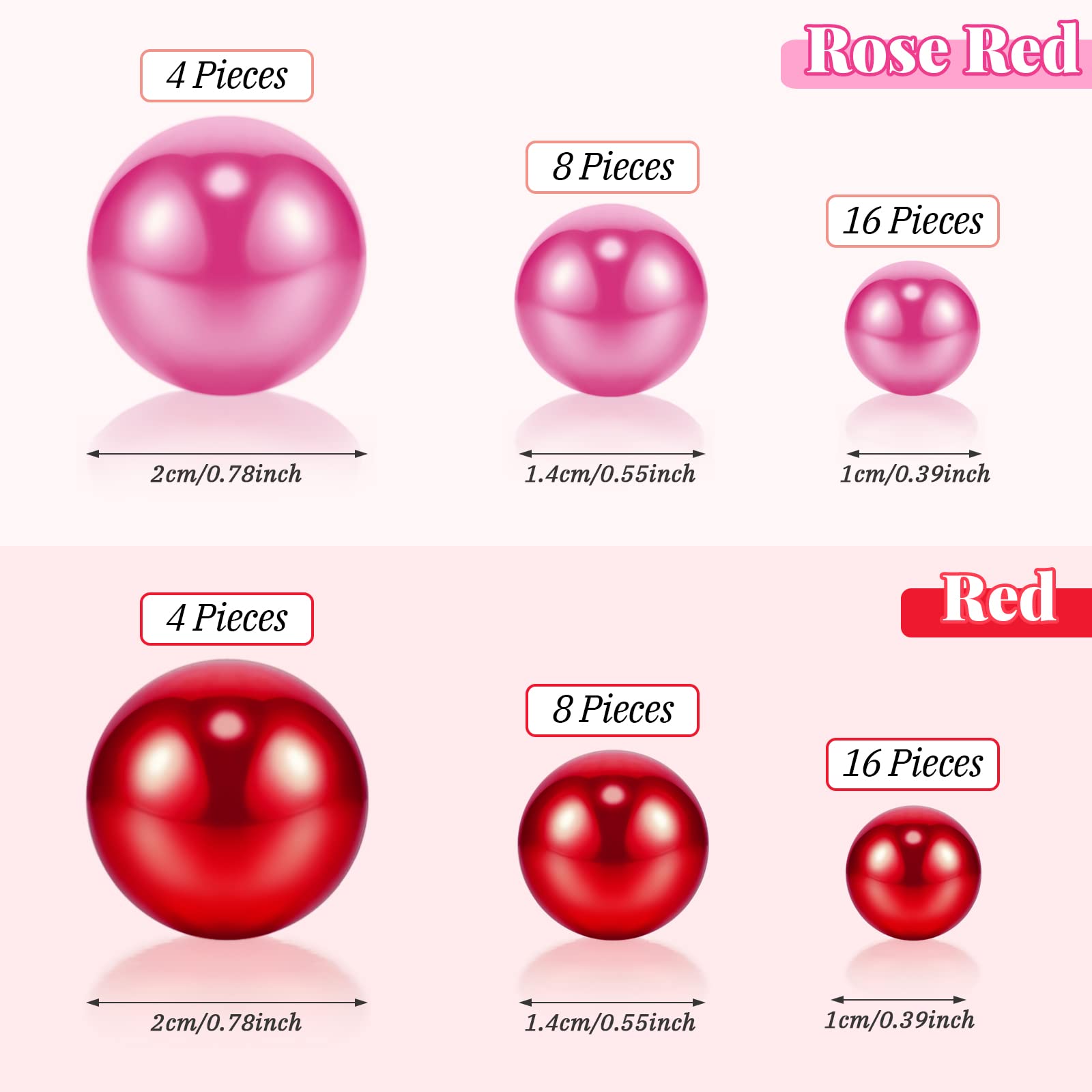 MTLEE 2116 Red Love Pearls Vase Fillers with 10 Floating Candles for Romantic Table Decor