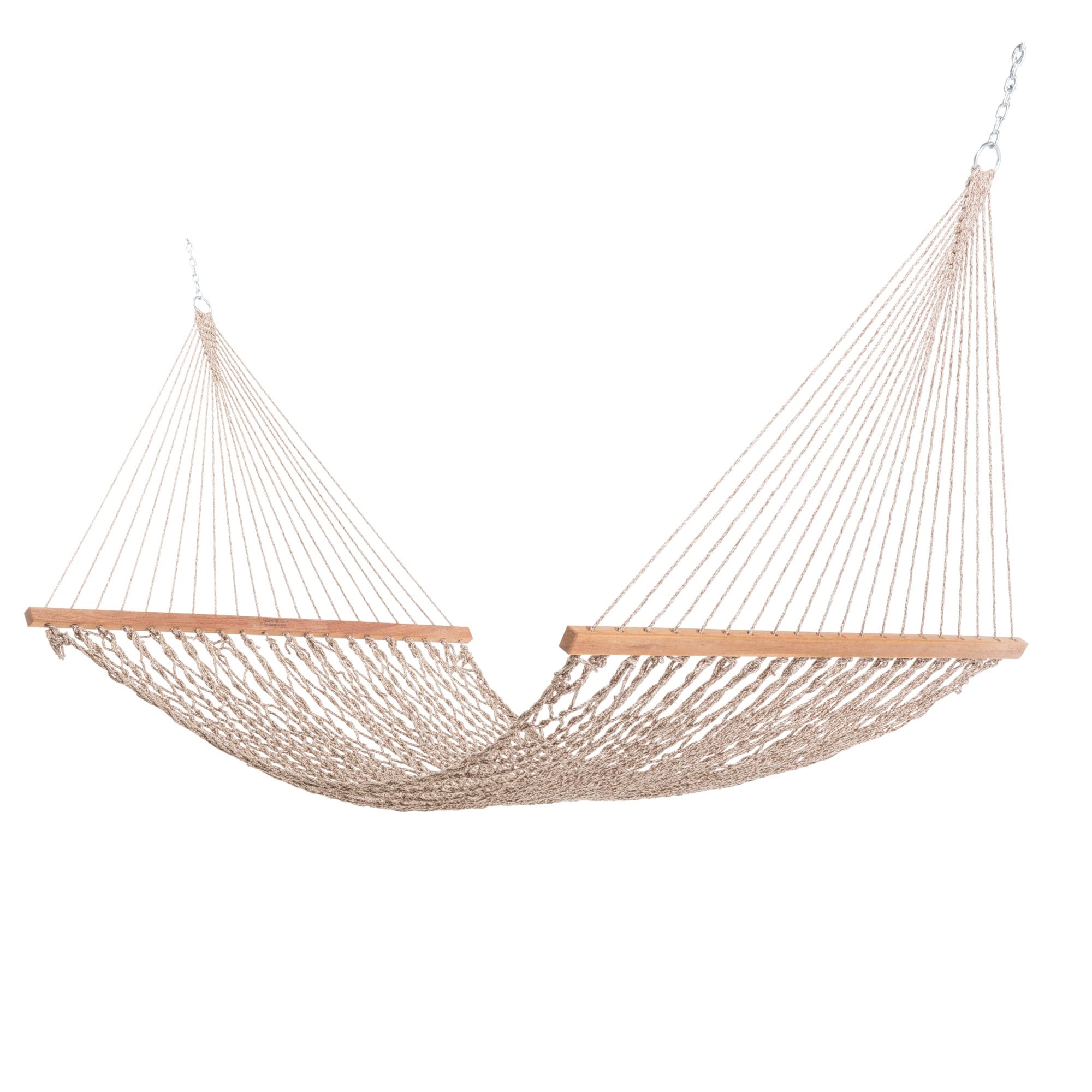 Premium Handwoven Double Hammock - Antique Brown Oatmeal Tweed DuraCord Rope - 450 lb Capacity - 13 ft x 55 in - Includes Free Extension Chains & Tree Hooks - Made in USA - Perfect for Backyard, Beach, Camping & Outdoor Relaxation