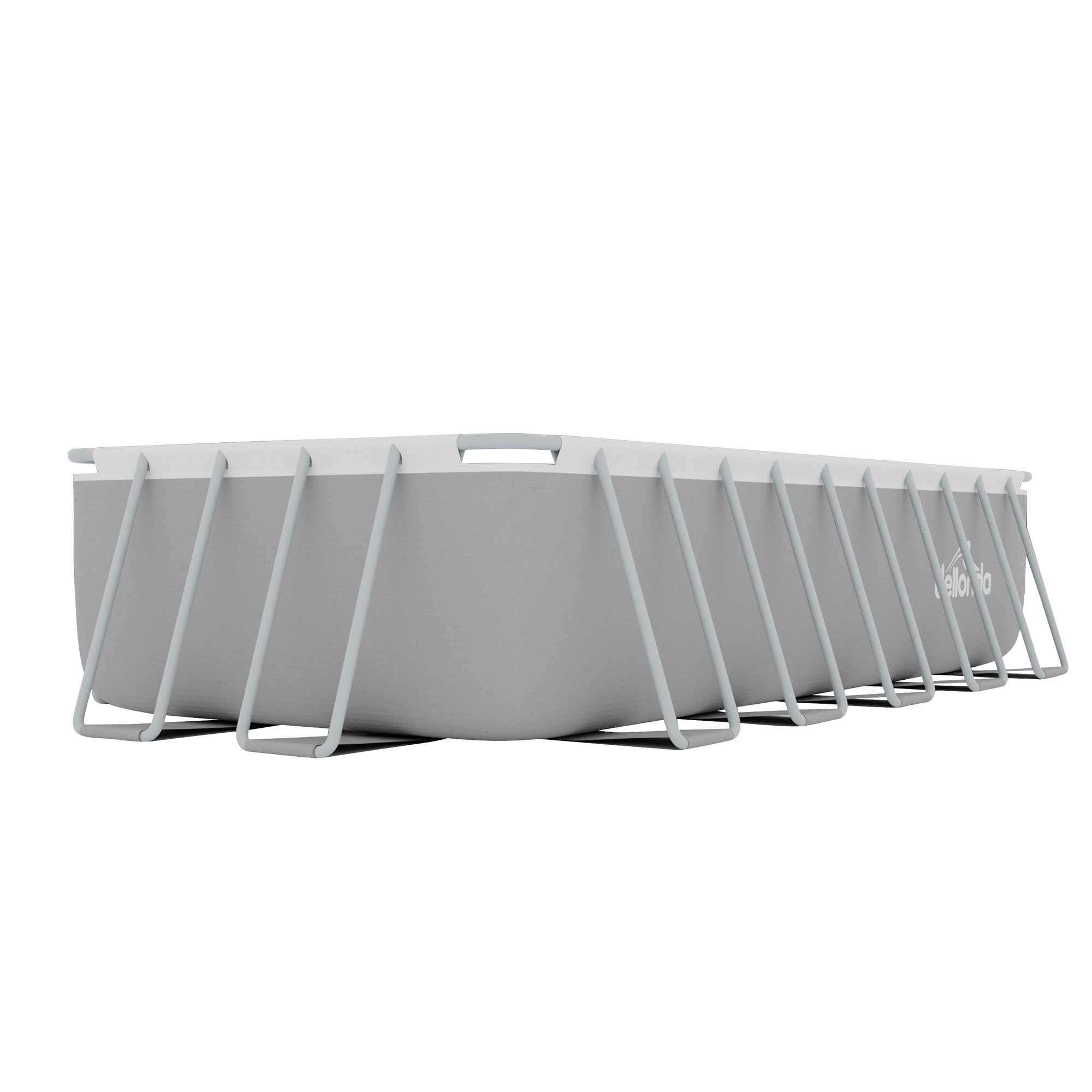 Dellonda 21ft Deluxe Rectangular Steel Frame Swimming Pool with Step Ladder & Filter Pump DL150 - Perfect for Backyard Family Fun, Summer Parties & Outdoor Relaxation