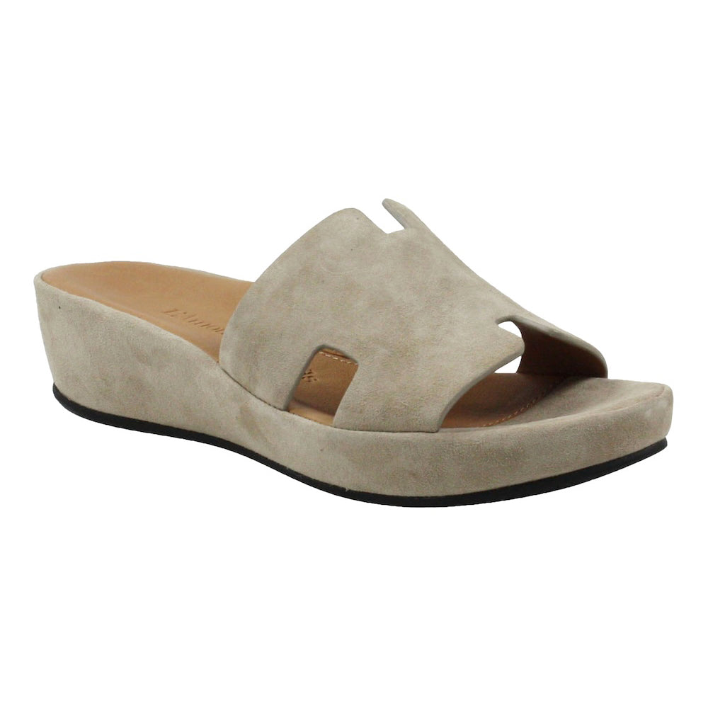 Catiana Slip On Sandals for Women - Comfortable Taupe Kid Suede Casual Shoes - Perfect for Beach, Vacation and Summer Outfits