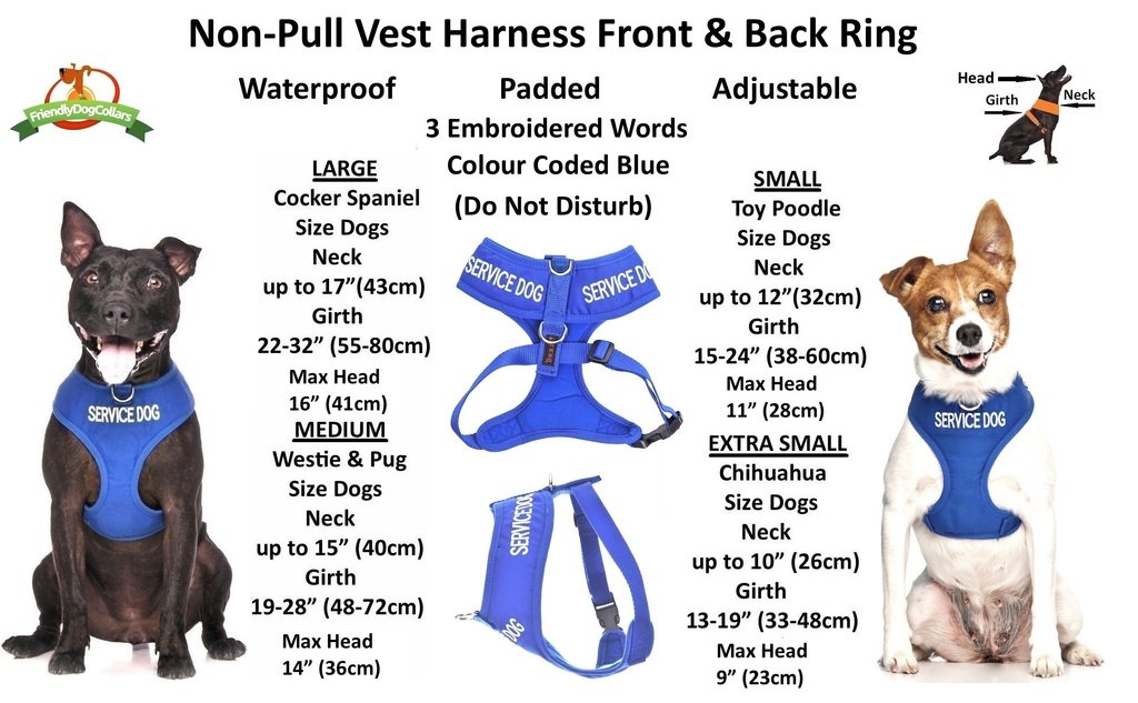 Service Dog Vest - Blue Non-Pull Padded Harness with D-Rings (Do Not Disturb/Dog Working) | Waterproof, Comfortable & Warning Design for Safety | Perfect for Therapy, Assistance & Public Outings (XS)