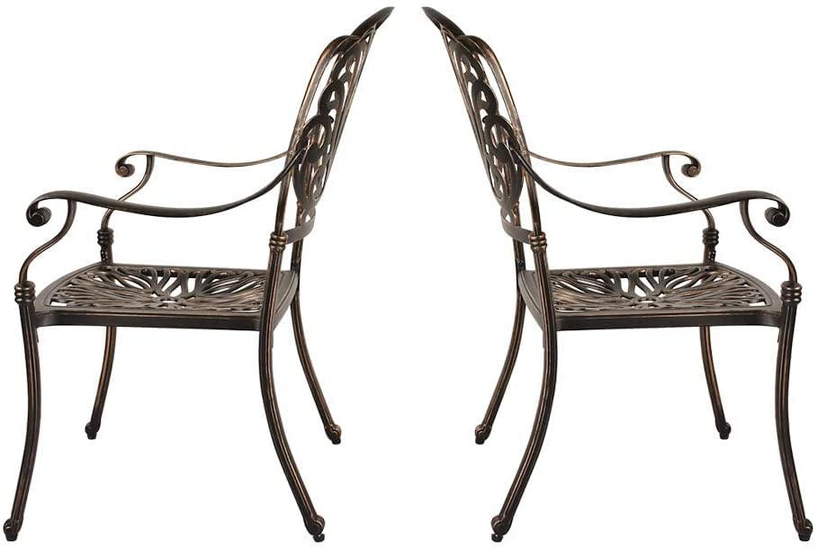 2-Piece Patio Bistro Chairs Set - Outdoor Dining Chairs with Cast Aluminum Frame & Antique Bronze Finish - Perfect for Home Patio, Garden, Deck, and Backyard Relaxation