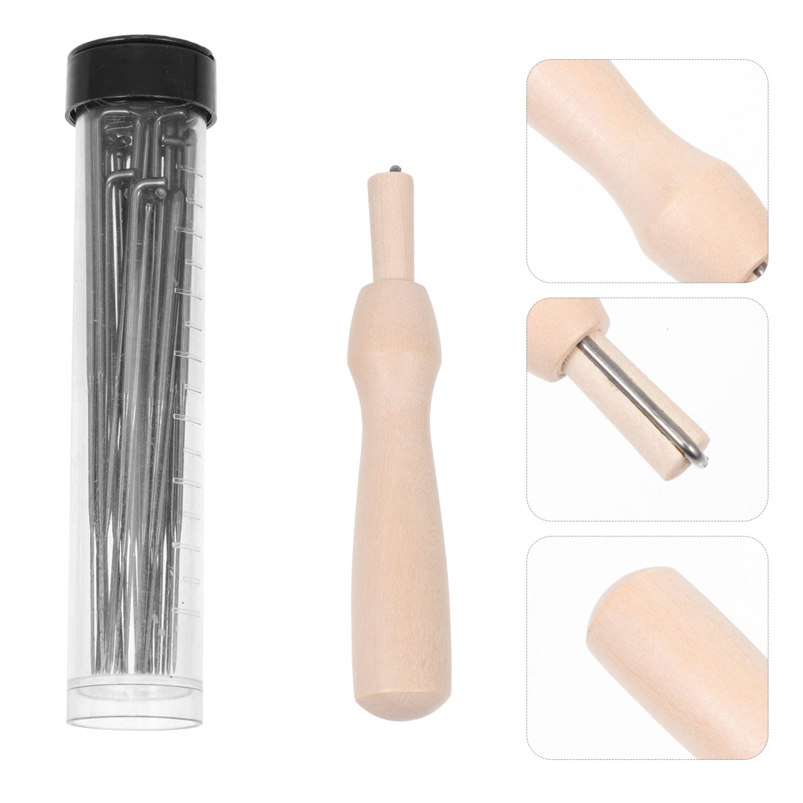 Wakauto 1 Set Stainless Steel Needle Wool Felting Kit - DIY Craft Tools for Kids, Includes Felting Needles, Fabric Tools & Knitting Needles - Perfect for Sewing, Weaving & Child-Friendly Craft Projects