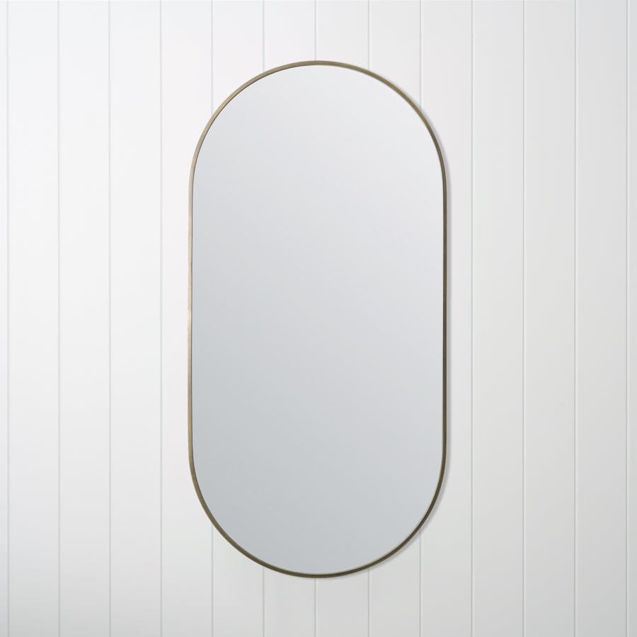 Antique Brass Oval Mirror - Vintage Wall Decor for Living Room, Bedroom & Bathroom - Elegant Home Accent with Distressed Finish