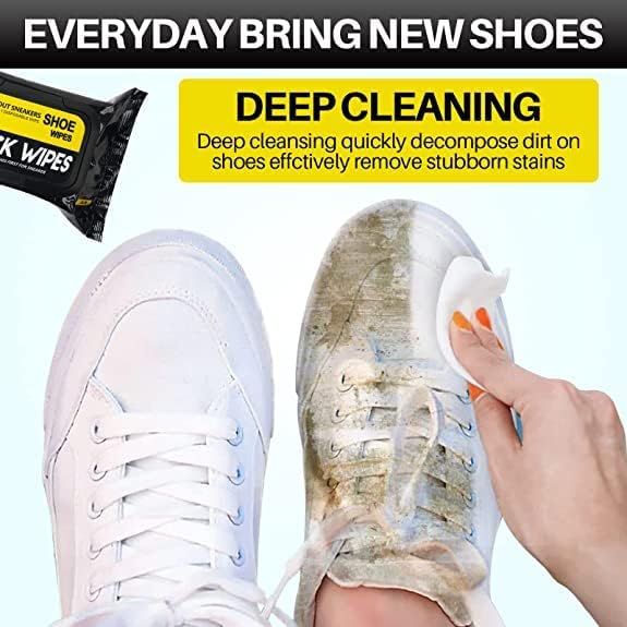 Natural Sneaker & Shoe Cleaner Wipes - 80 Count (Pack of 1) | Portable Shoe Cleaning Wipes for Quick Dirt & Stain Removal | Disposable Footwear Wipes for Sneakers, Boots & Shoes | Perfect for Gym, Travel & Outdoor Activities