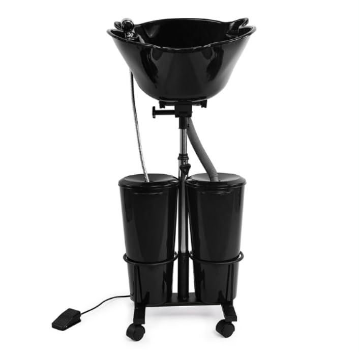 **Adjustable Portable Electric Shampoo Bowl for Salon & Home Use - Tear-Free Hair Washing Sink with Drain Pipe & Bucket - Perfect for Beauty Salons, Barber Shops & Mobile Stylists**    *(Use Scenes: Ideal for professional salons, barbershops, home haircare, mobile hairdressers, and pet grooming services.)*