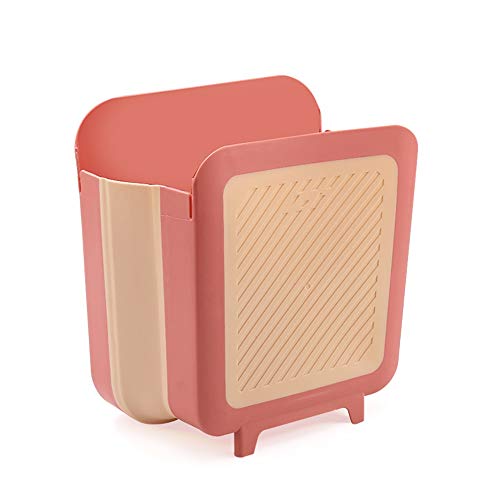 YUMEIGE Foldable Wall Mounted Trash Can - Compact Narrow Kitchen Garbage Bin with Buckle & Card Holder - Dual Purpose for Home, Office, RV - Space Saving Waste Basket for Small Spaces