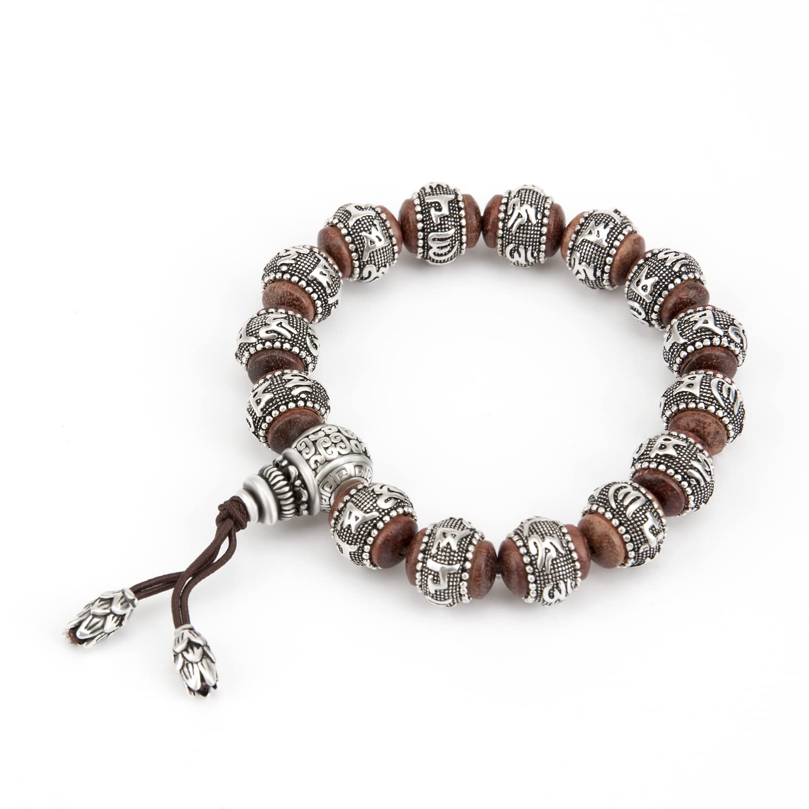 Sterling Silver Wrap Sandalwood Bead Bracelet for Women & Men - Couples Matching Jewelry for Anniversary, Wedding & Romantic Gifts