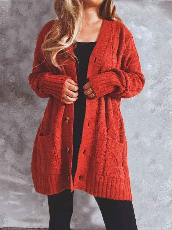 Women's Long Twist Pocket Cardigan Sweater - Cozy Knit Open Front Wrap for Fall & Winter | Perfect for Office, Casual Outfits & Layering