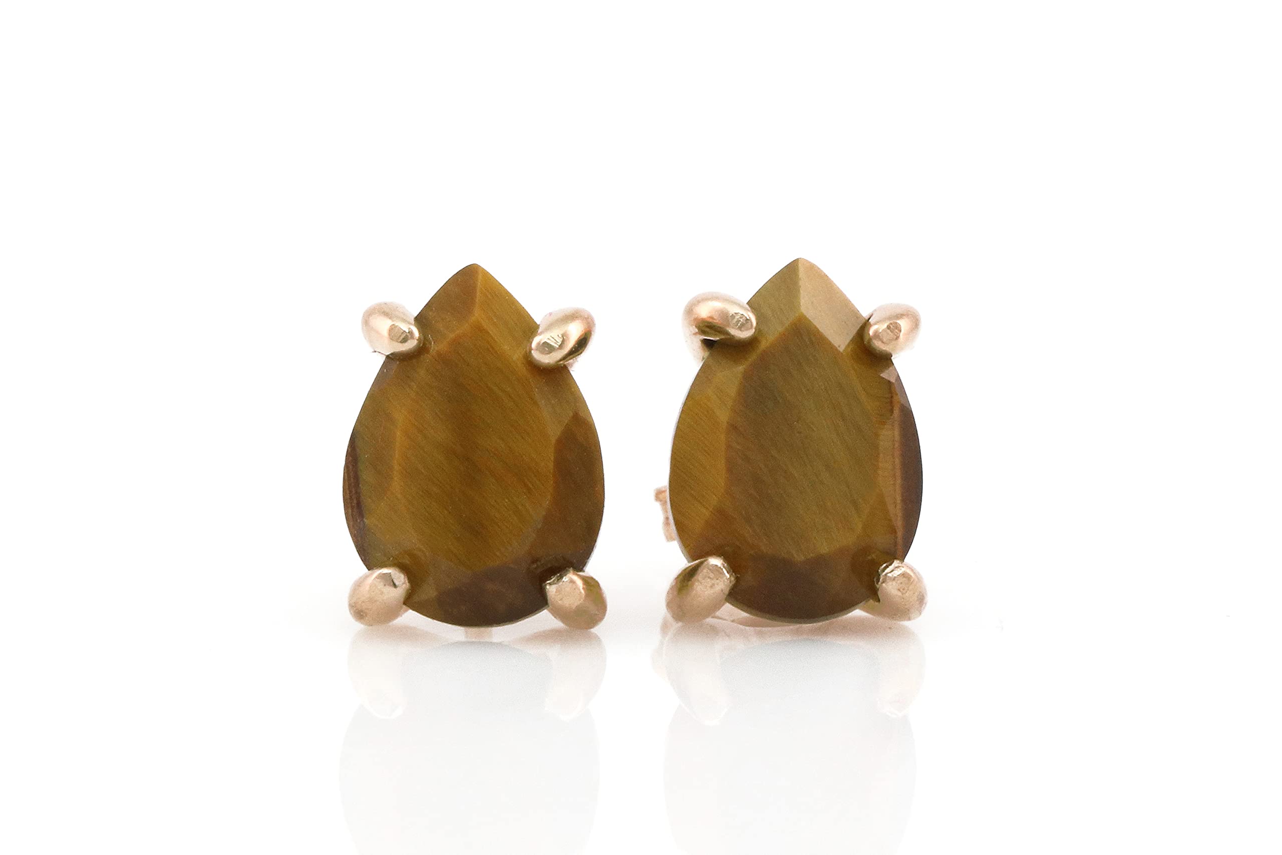 Tiger Eye Earrings for Women - Handmade Dainty Jewelry, Fashionable Everyday Studs - Perfect Gift for Bride, Wife, Birthday & Mother's Day (Includes Gift Box) | Office Wear, Date Night & Special Occasions