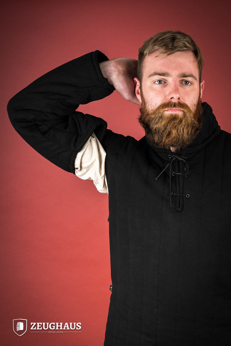 Medieval Gambeson with Side Buckles - Black Historical Armor for LARP, Cosplay & Renaissance Fairs | Authentic Protective Tunic for Reenactment