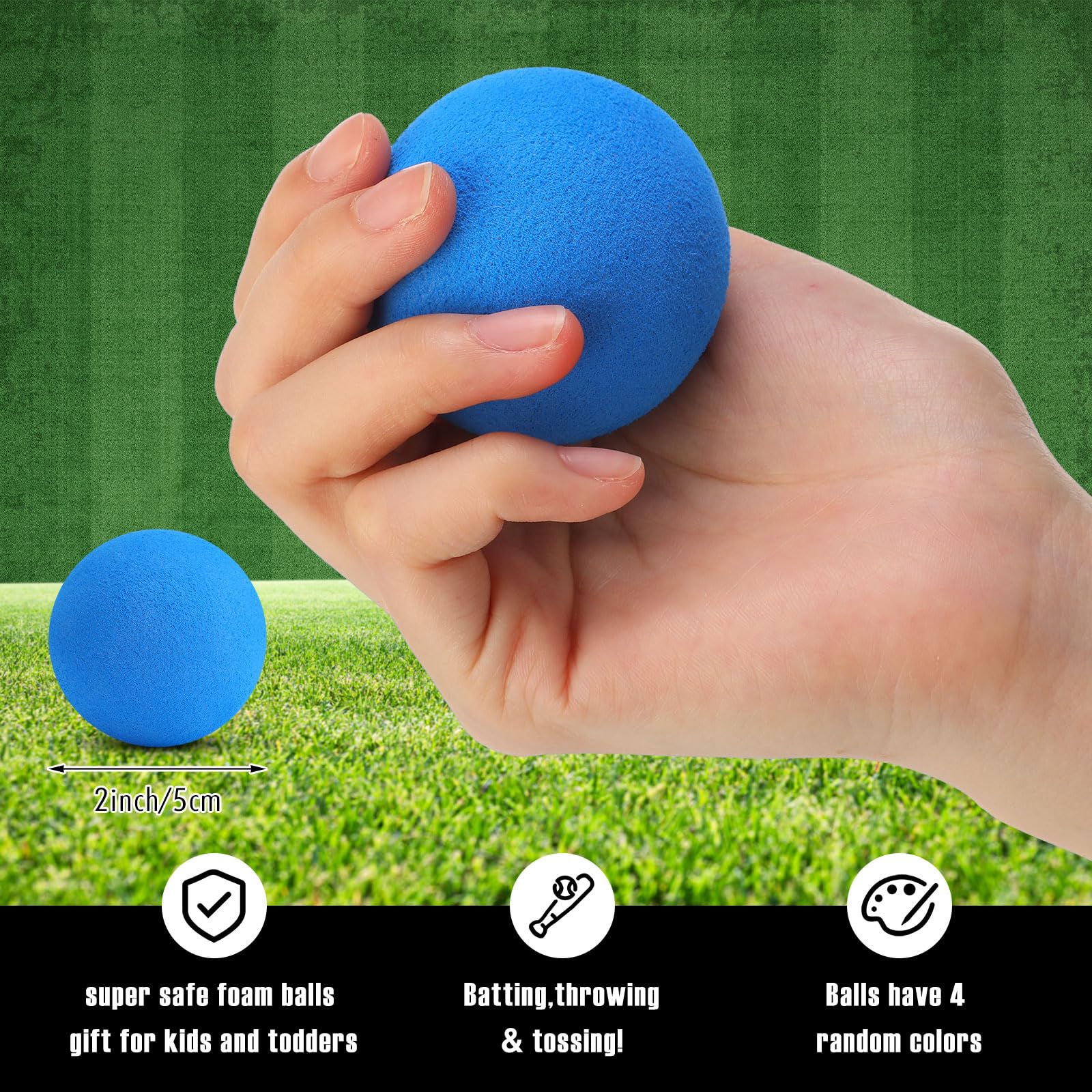 Wettarn 4-Piece Foam Baseball Bat Set - 24 Inch Soft Foam Bats with Safe Baseballs for T-Ball, Perfect for Kids & Beginners | Indoor & Outdoor Training, Backyard Games, PE Class, and Family Sports Activities