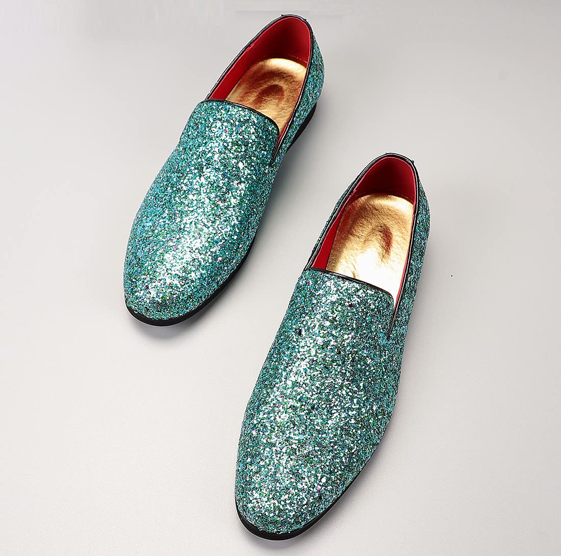 Men's Sparkly Loafers - Luxury Glitter Dress Shoes for Wedding, Tuxedo & Suit - Slip On Casual Shoes for Parties, Prom & Formal Events