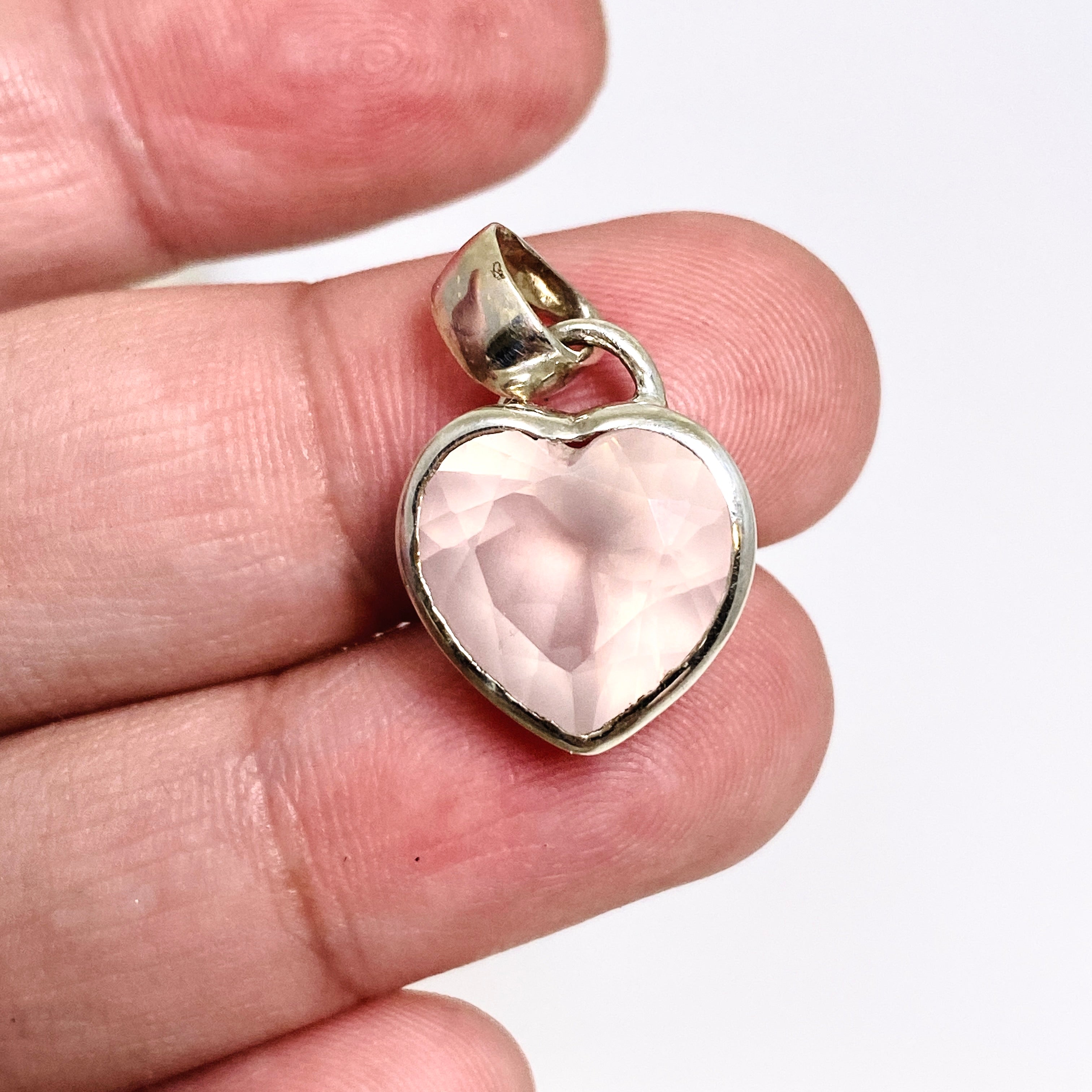 Rose Quartz Heart Faceted Pendant Necklace - Natural Gemstone Jewelry for Women - Perfect for Valentine's Day Gifts & Spiritual Healing