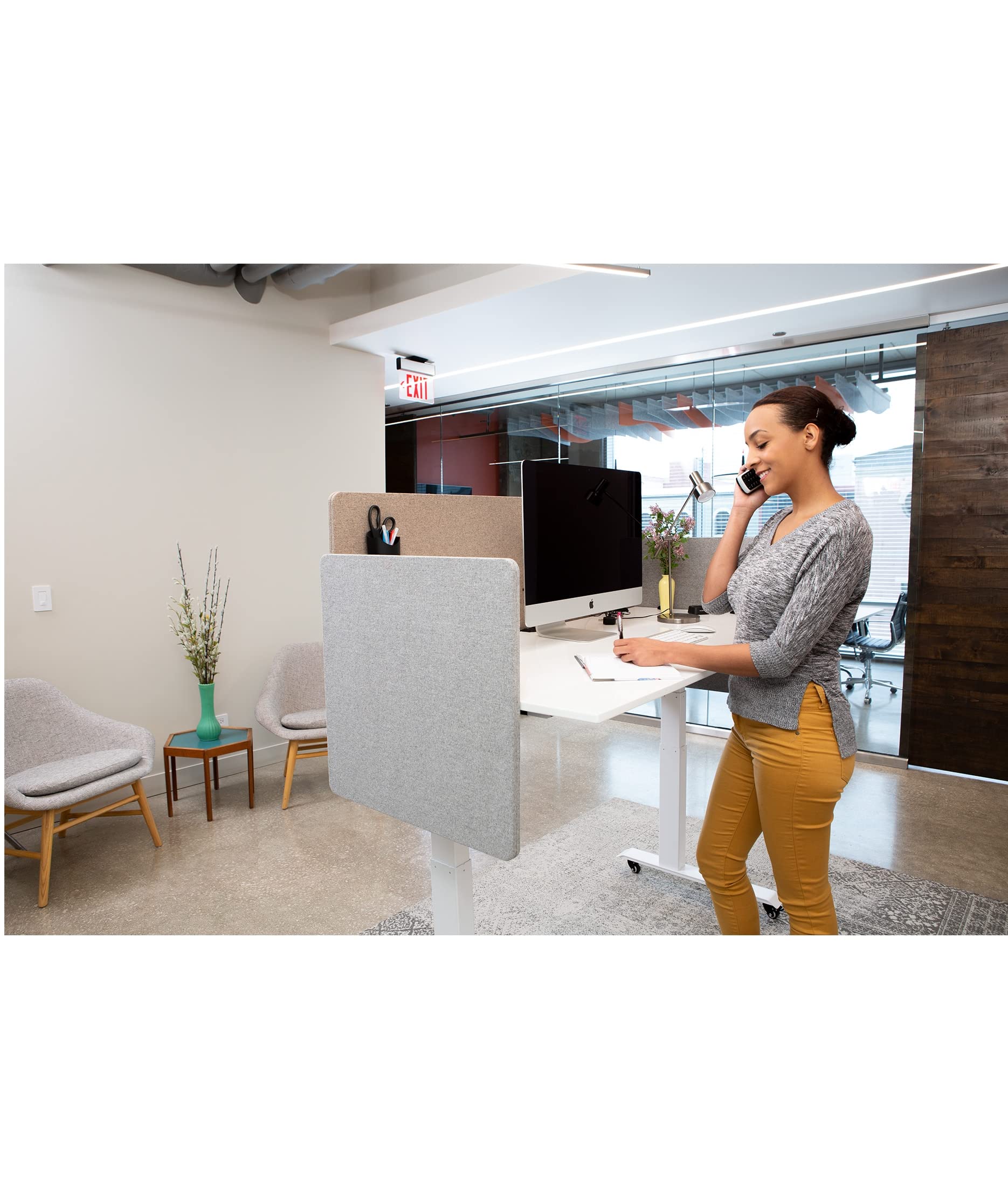 Refocus Clamp-On Acoustic Desk Divider Privacy Panel - 47.25