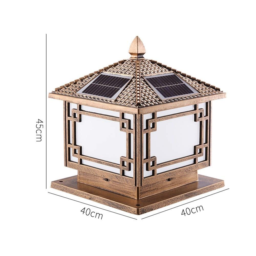 Vintage Solar LED Post Lantern - Waterproof IP55 Outdoor Metal Column Light with Intelligent Auto On/Off - Perfect for Patio, Fence, Landscape, Pathway & Garden Lighting
