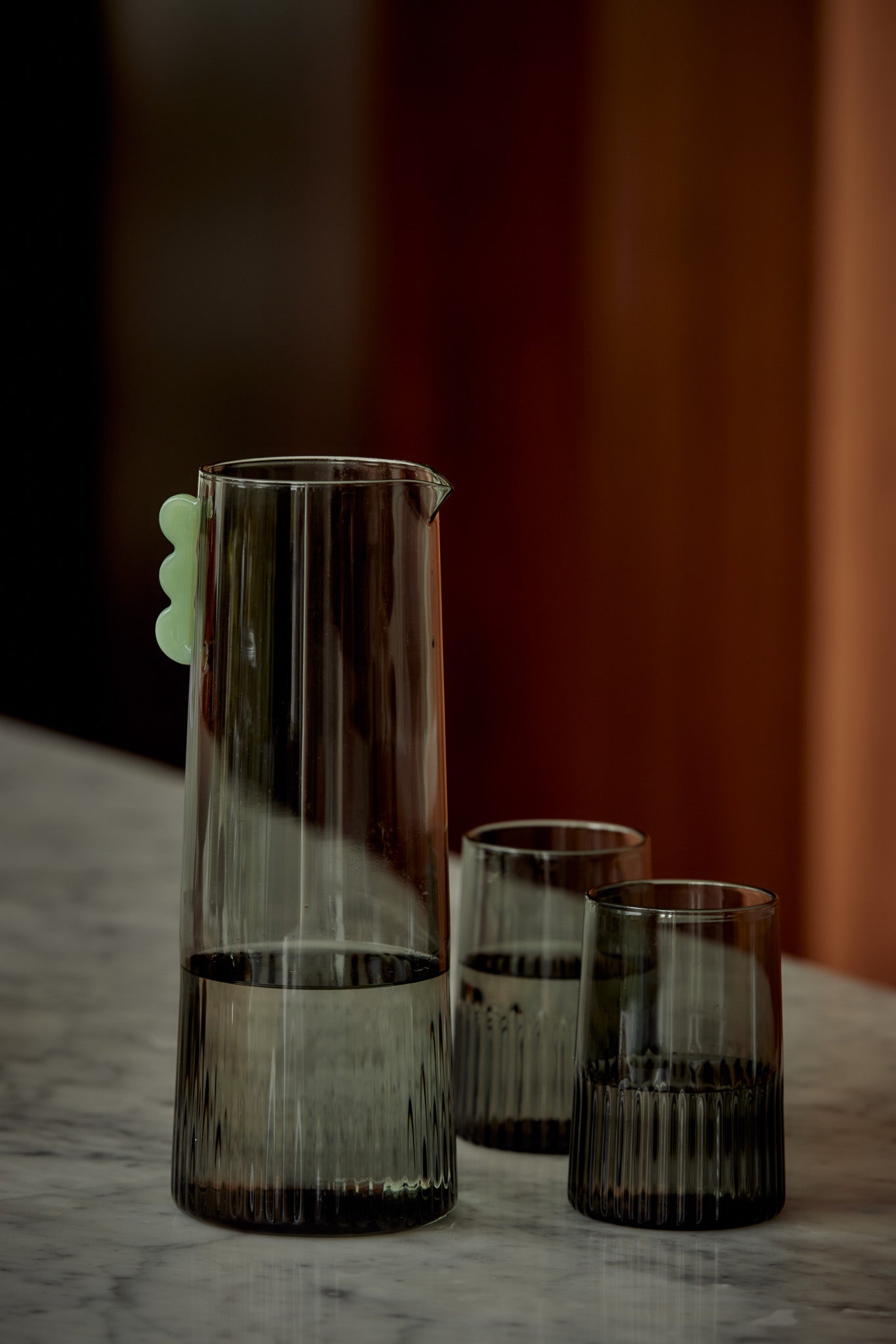Kairos Glass Carafe with Smoke Design - Elegant Water Pitcher for Home, Office, and Dining Table Decor