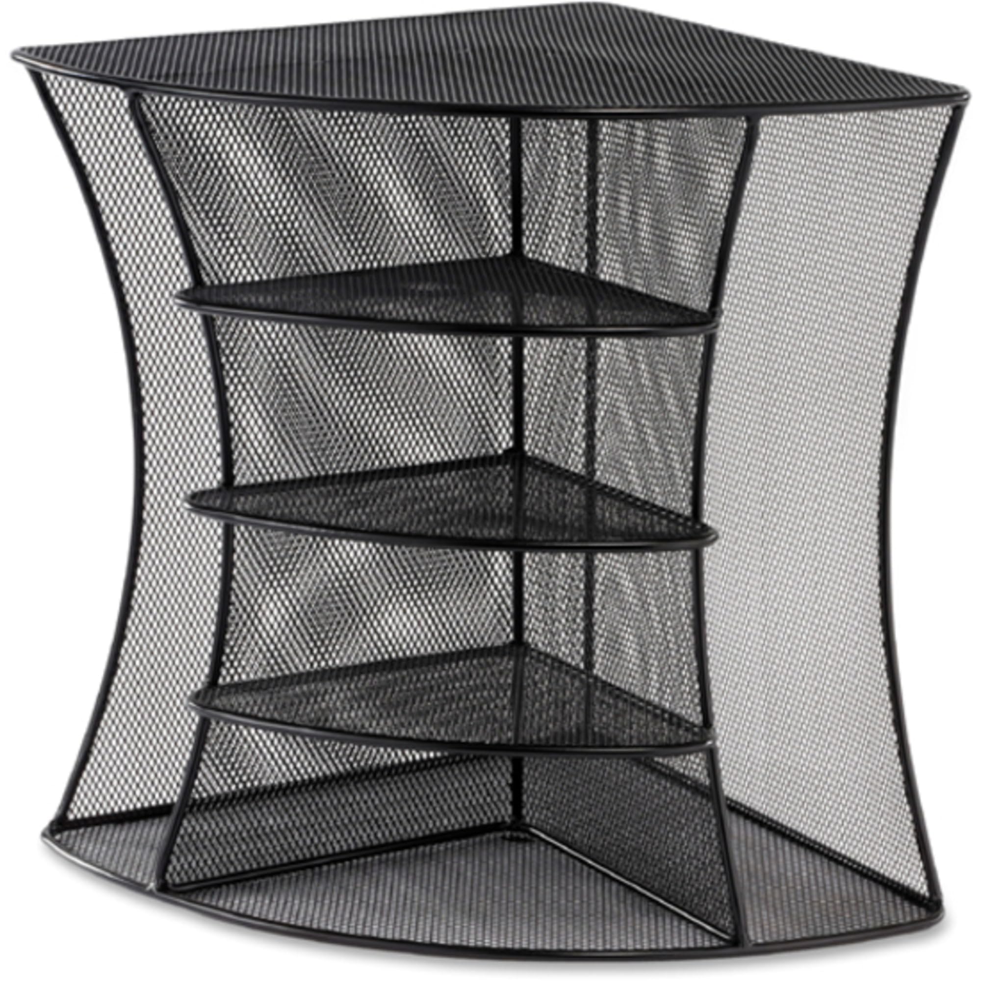 Safco 3261BL Onyx Mesh Corner Organizer - Heavy Duty Steel Mesh Desk & Office Storage Organizer, 13