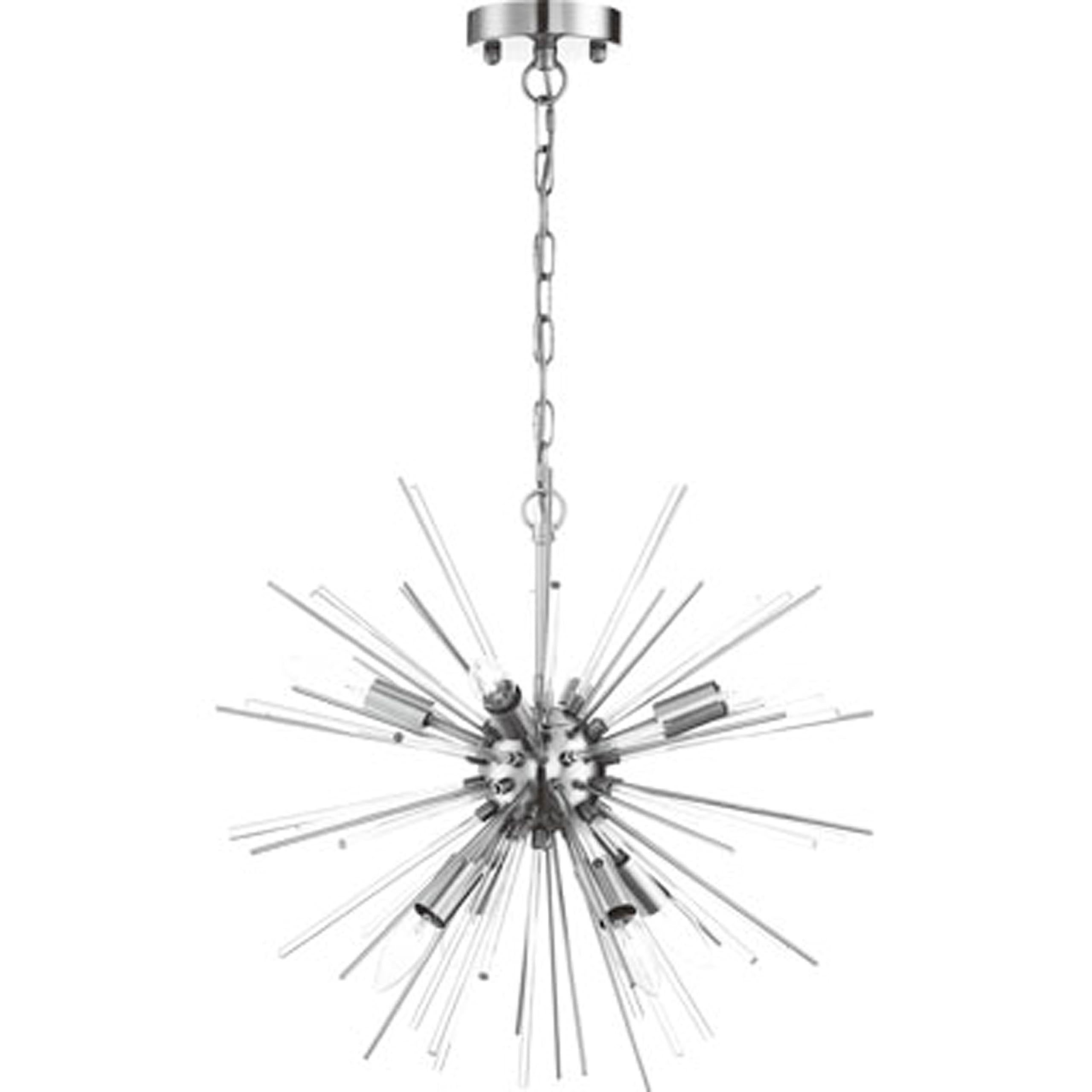 Nuvo 60/6993 Cirrus 8-Light Chandelier in Polished Nickel with Glass Rods - Elegant Dining Room Lighting for Modern Home Decor