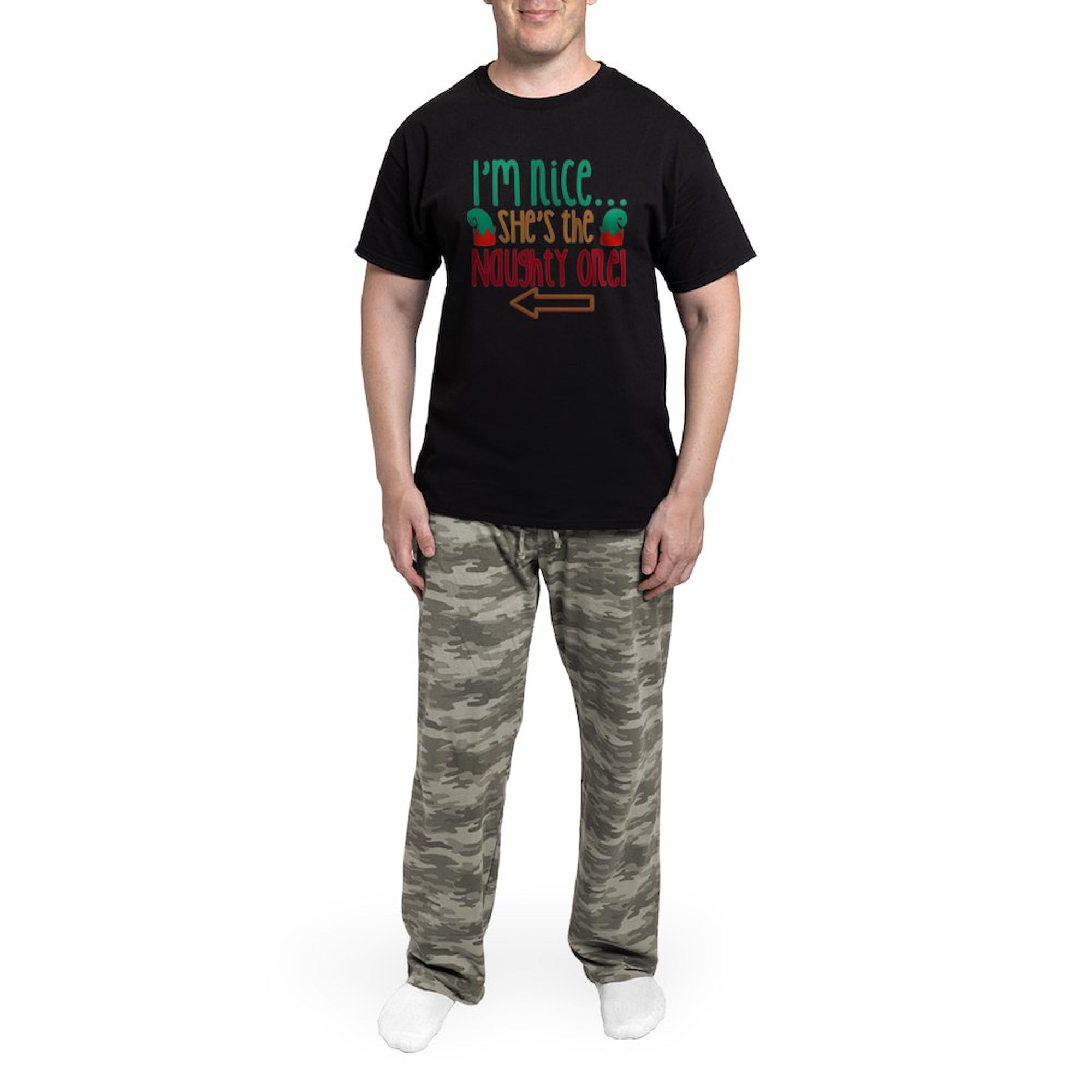 Im Nice She's Naughty Elf Hat Pajama Set - Comfortable Men's Christmas Sleepwear for Couples | Fun Holiday Pajamas for Xmas Parties & Festive Sleepovers