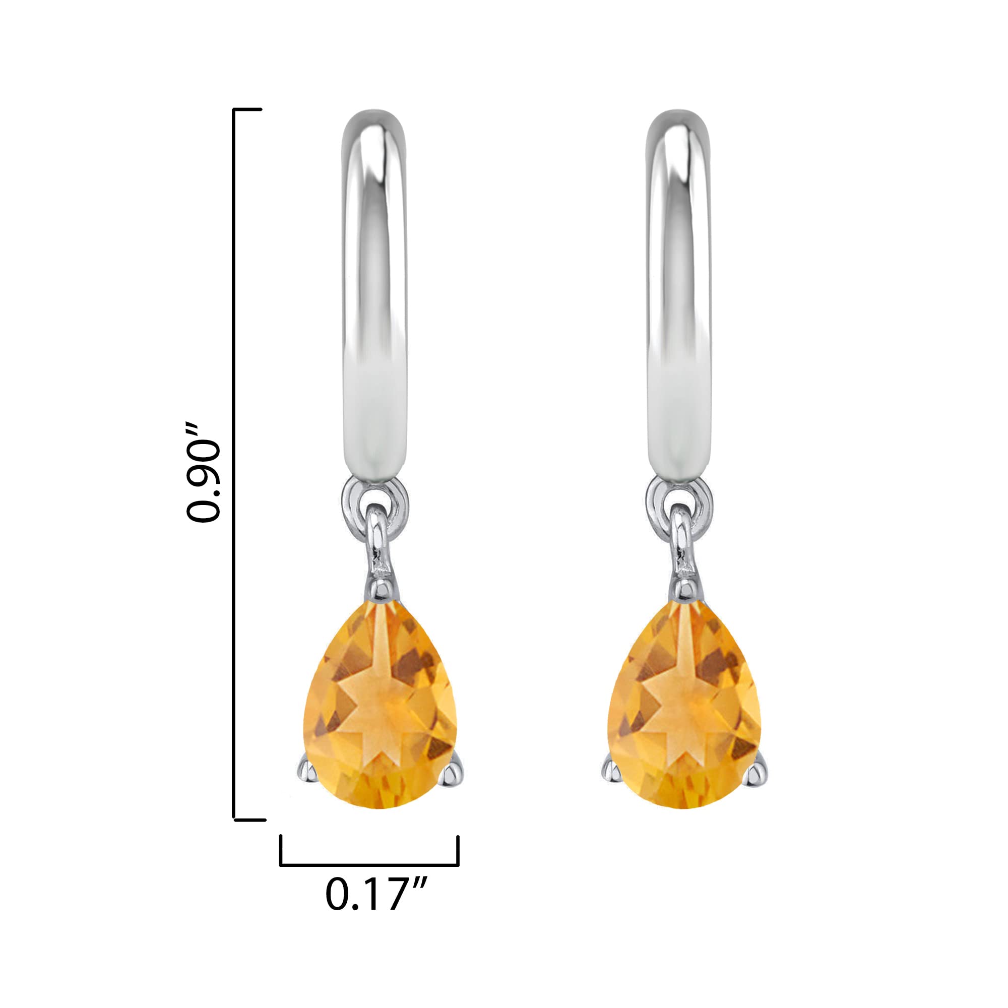 Natural Citrine Sterling Silver Dangle Earrings for Women - Elegant Gemstone Jewelry for Parties, Weddings & Everyday Wear