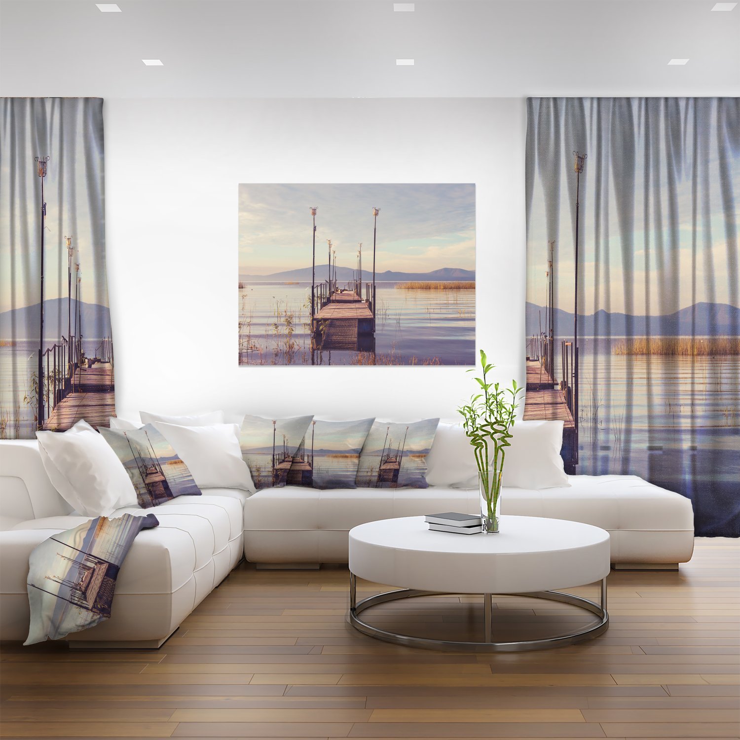 Scenic Wooden Boardwalk Bridge Over Clear Sea Water - Premium Canvas Wall Art Print for Living Room, Bedroom & Office Decor
