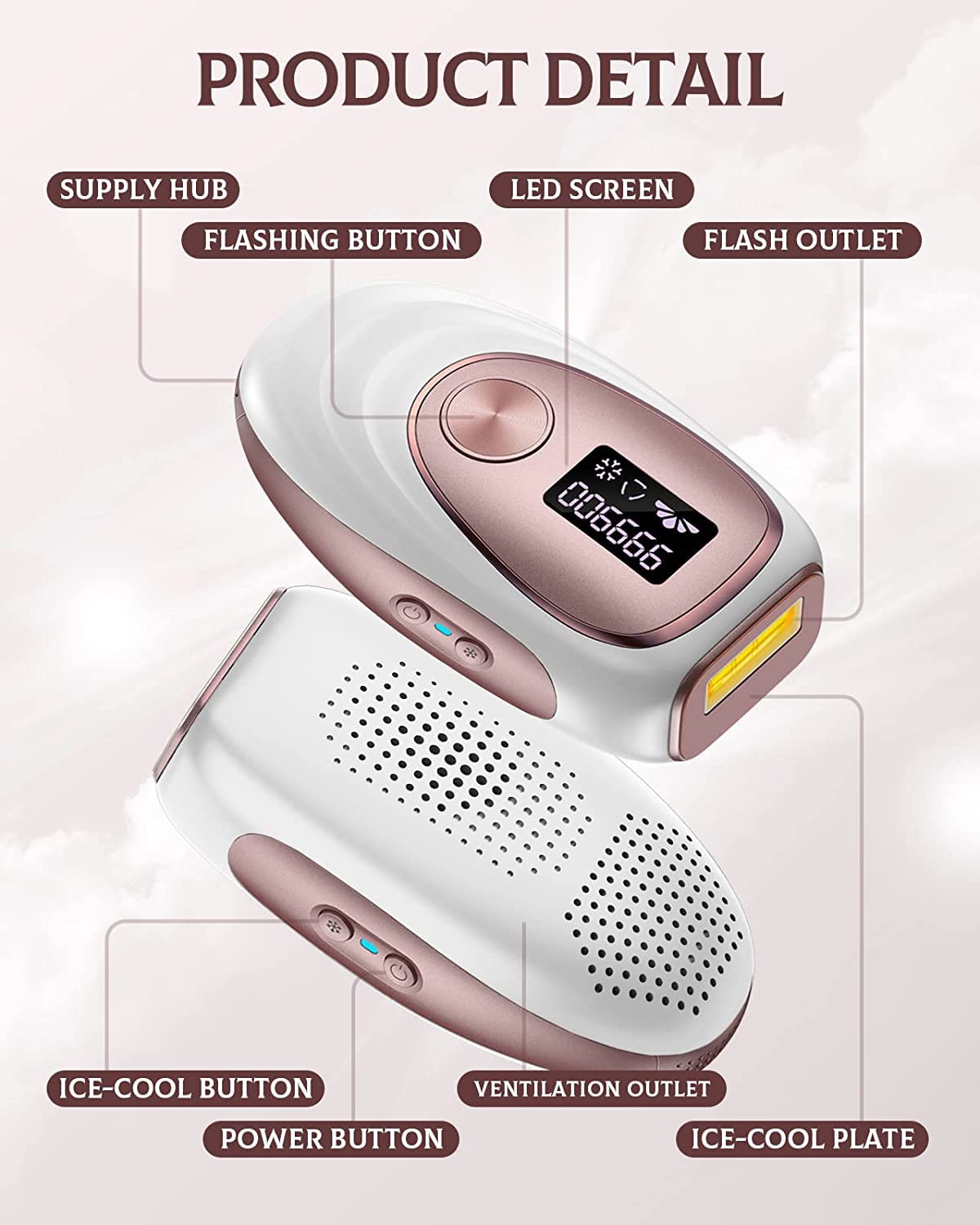 IPL Hair Removal Device with Ice Cooling System - Permanent Laser Hair Removal for Men & Women, 999,000 Light Pulses, Painless & Long-Lasting for Body, Face & Bikini Area - Perfect for Home Use & Smooth Skin Care