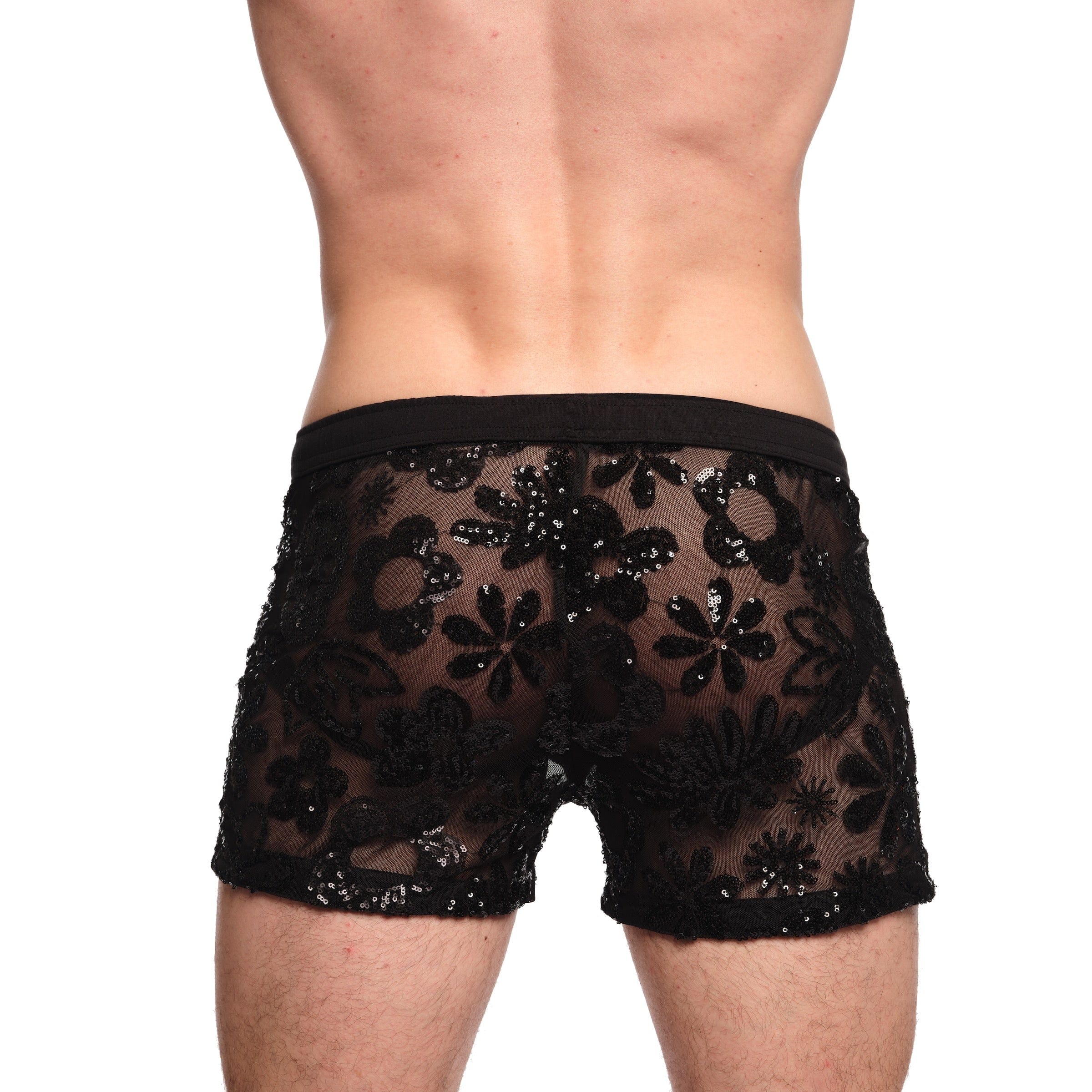 Floral Skull Sequin Black Shorts for Women | Gothic Fashion Party Outfit | Perfect for Halloween, Concerts & Nightclubs