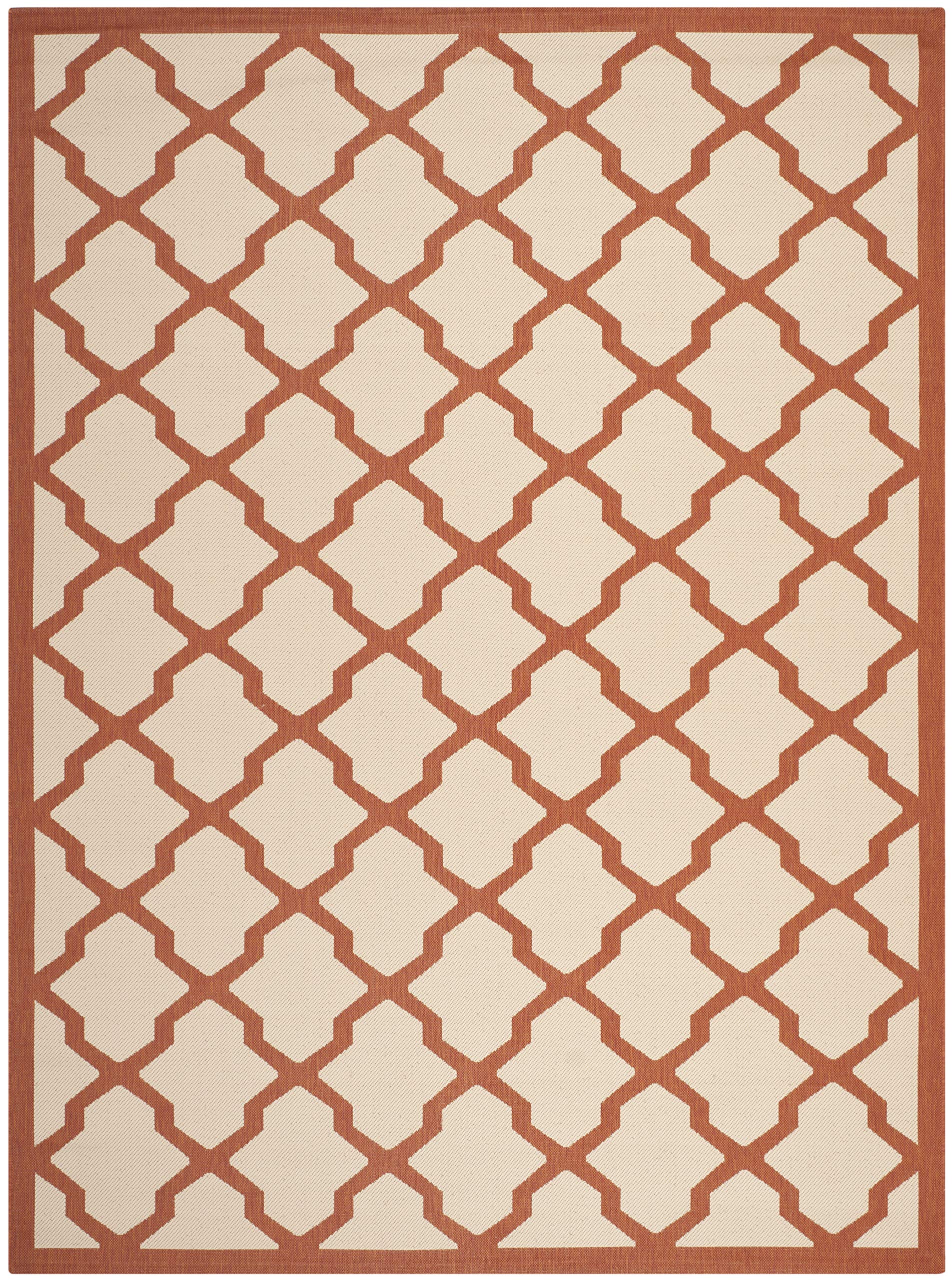 SAFAVIEH Courtyard Collection 8' x 11' Beige/Terracotta Area Rug - Indoor/Outdoor Water-Resistant, Easy to Clean Trellis Design for Patio, Backyard, Mudroom & High-Traffic Areas