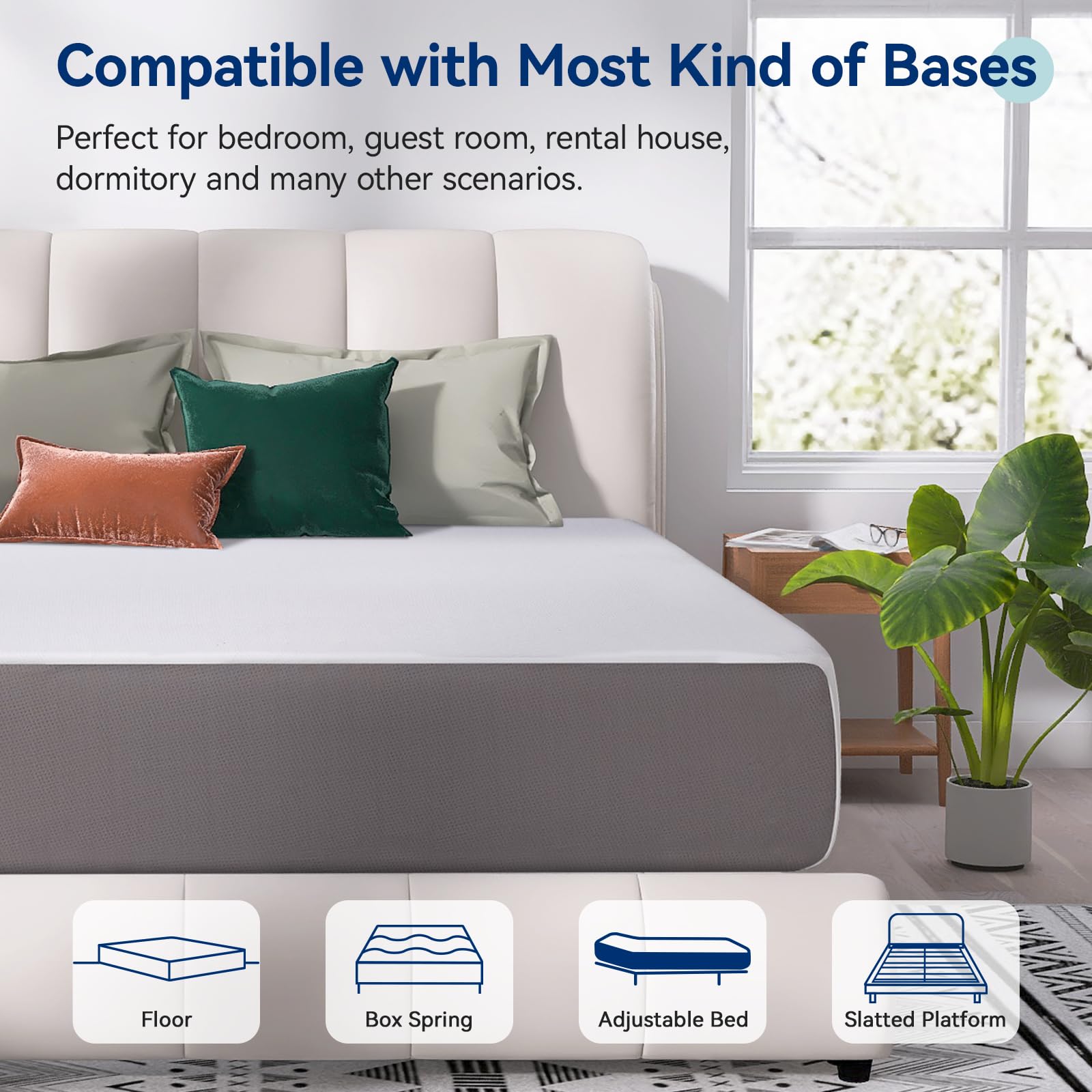 Amazon Basics 12 Inch Twin Memory Foam Mattress - Soft Plush Feel, Medium Firmness, Pressure Relief, CertiPUR-US Certified (White/Grey) for Bedroom, Guest Room, Dorm or RV