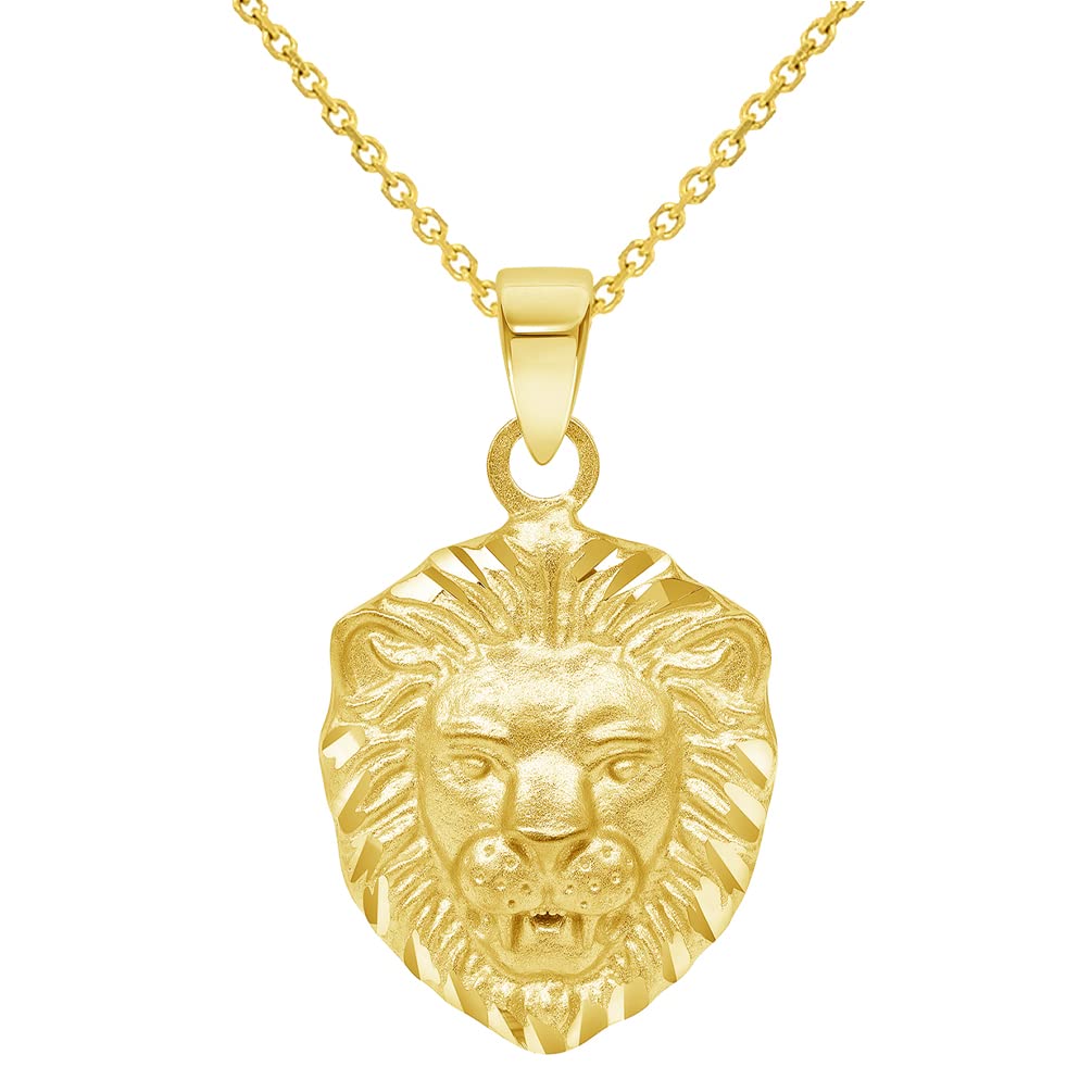 14K Yellow Gold Mini Lion Head Charm Animal Pendant Necklace for Women - Dainty Jewelry Gift for Birthday, Anniversary & Everyday Wear